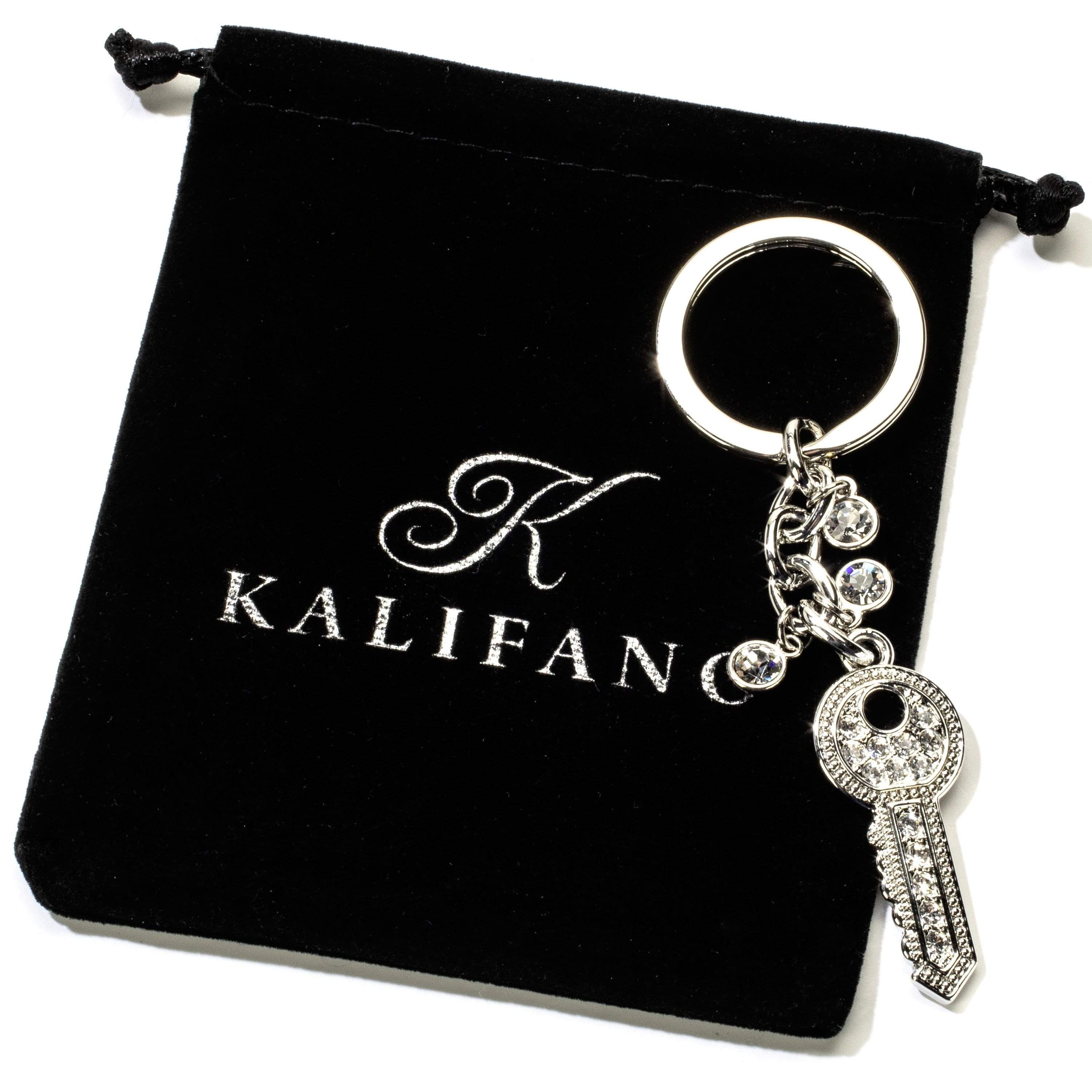 Kalifano Crystal Keychains Silver Key One Keychain made with Swarovski Crystals SKC-137