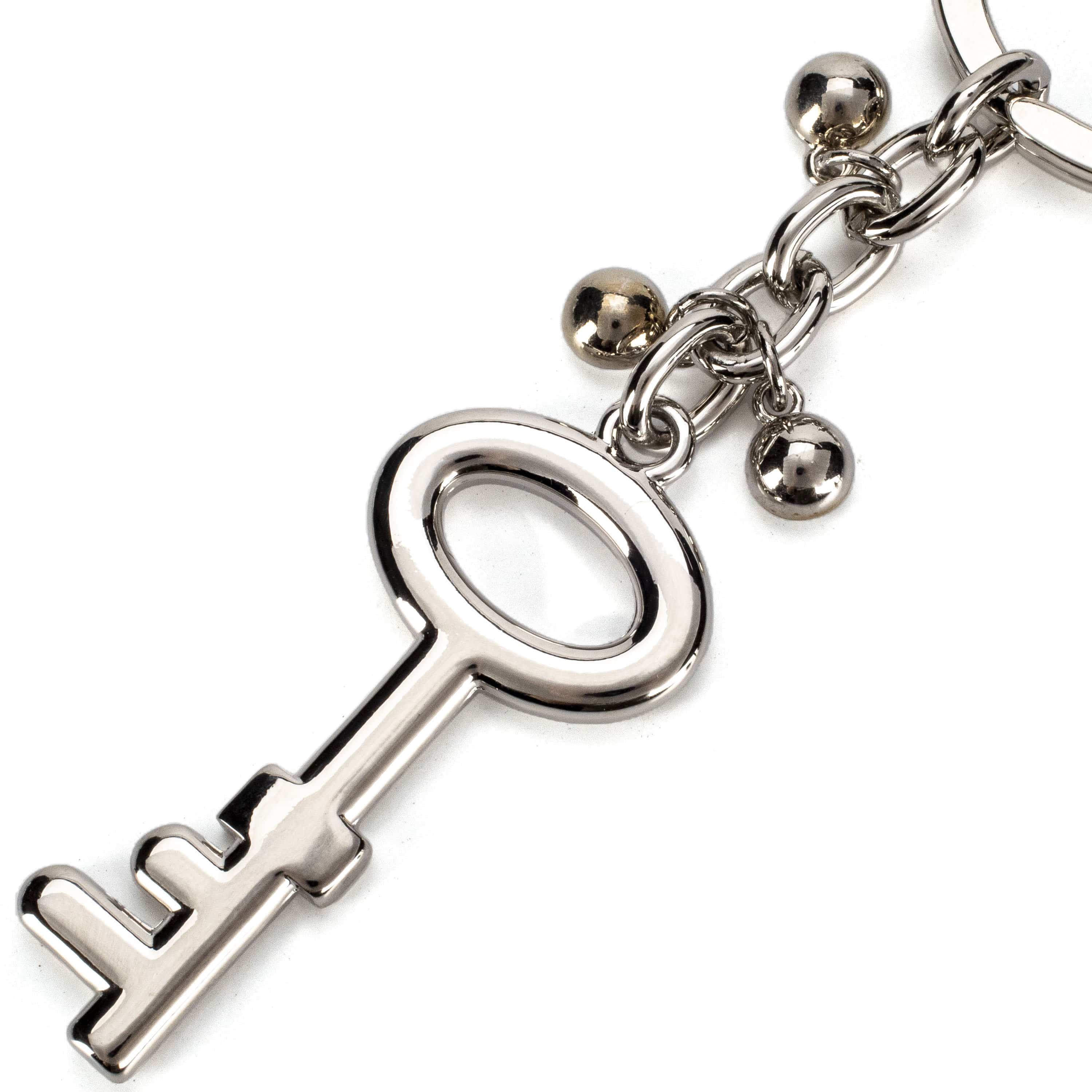 Kalifano Crystal Keychains Silver Key Two Keychain made with Swarovski Crystals SKC-140