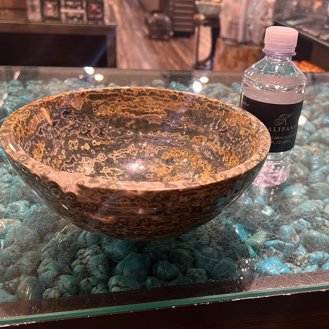 Kalifano Fossils & Minerals Sea Jasper Gemstone Bowl - Madagascar 8.5”x3.5” BOWL1950