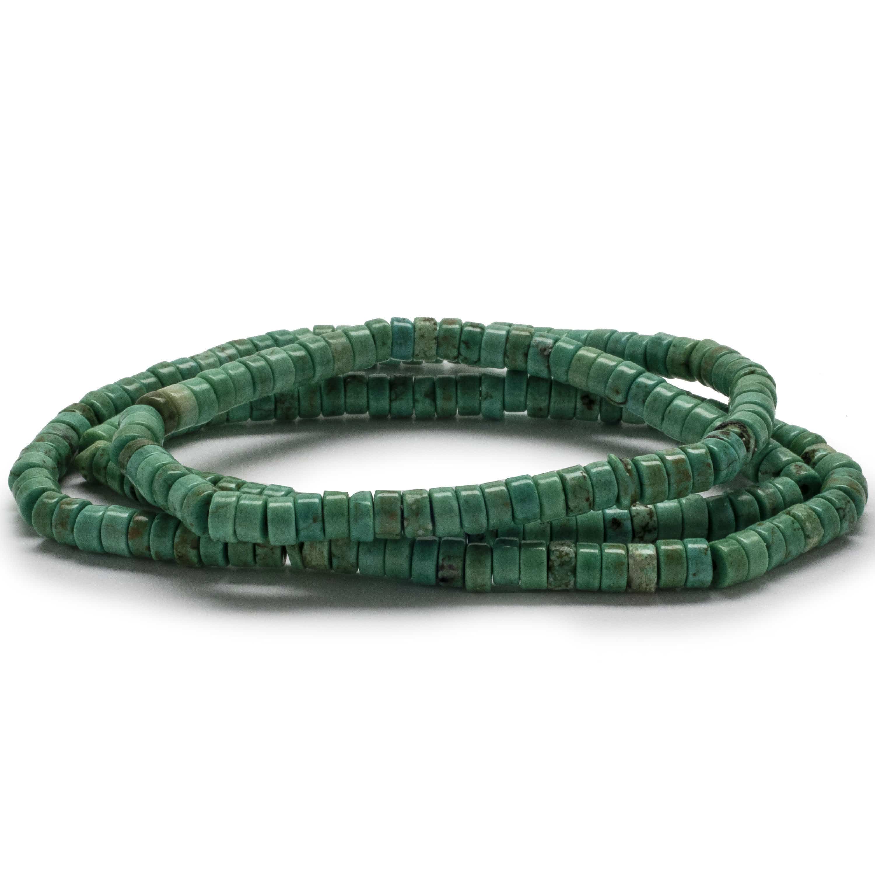 Kalifano Gemstone Bracelets AAA Grade Natural Turquoise 14mm Natural Gemstone Bead Elastic Bracelet GOLD-BGP-033