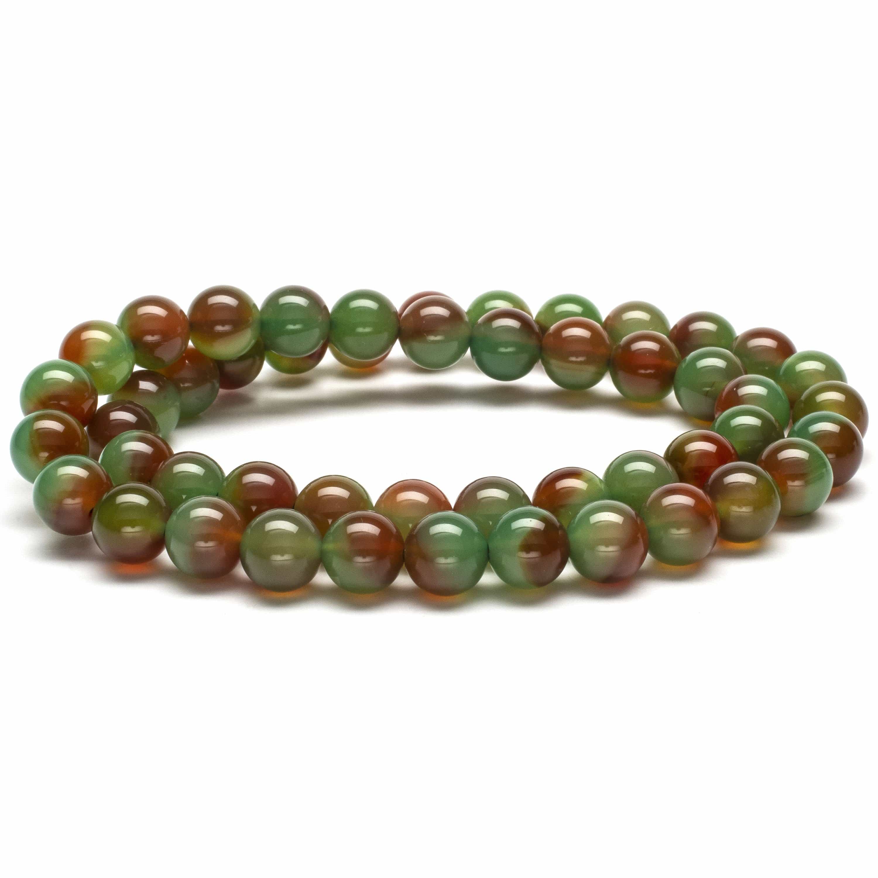 Kalifano Gemstone Bracelets Agate 8.5mm Beads Double Wrap Elastic Gemstone Bracelet WHITE-BGI2-033