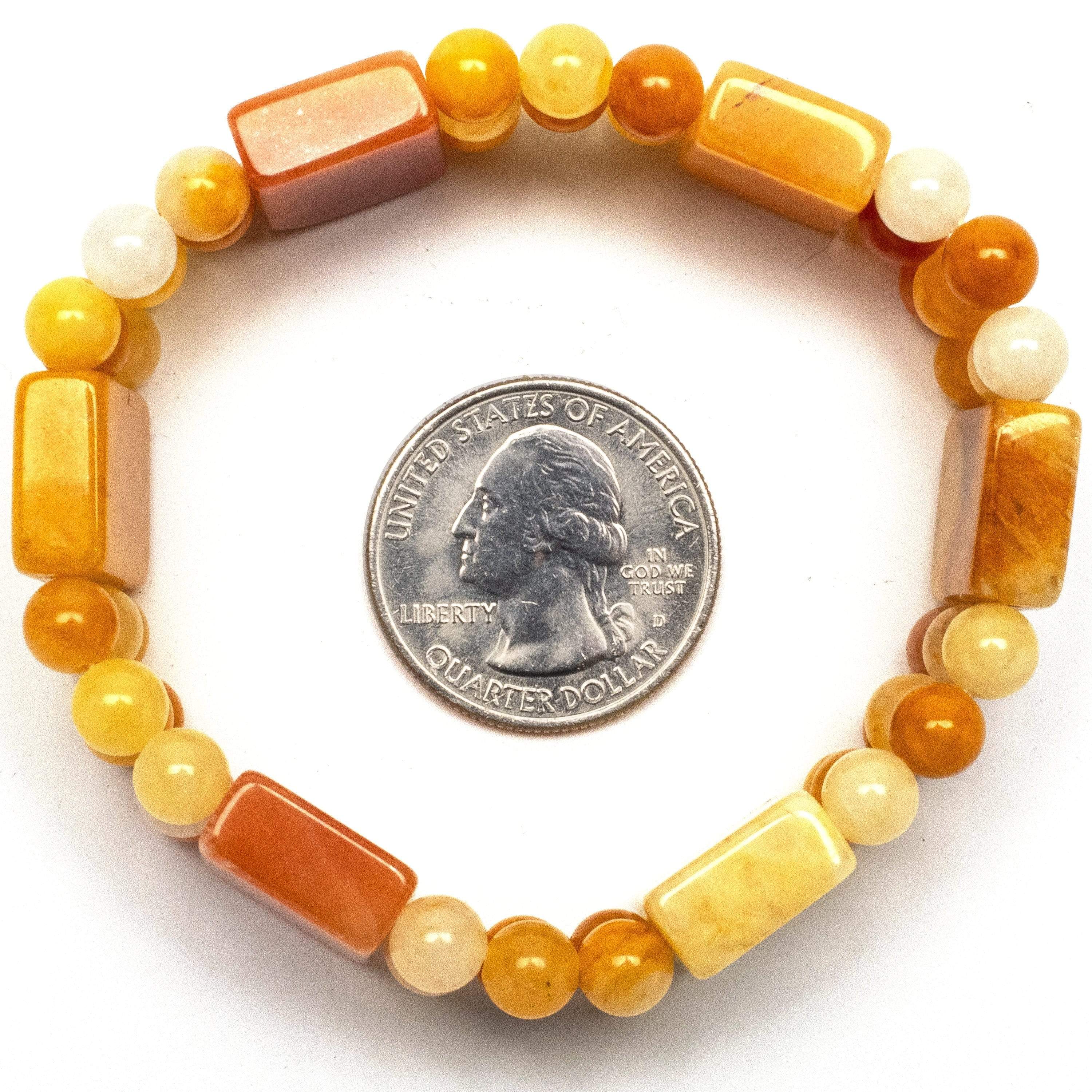Kalifano Gemstone Bracelets Butter Jade Rectangular and Circular Bead Gemstone Bracelet WHITE-BGP-001