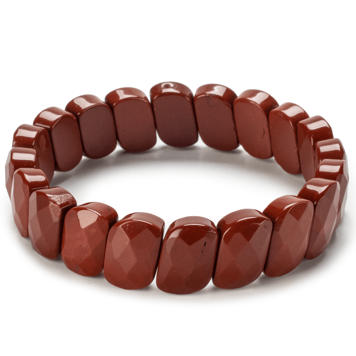 Kalifano Gemstone Bracelets Diagonal Faceted Carnelian Gemstone Elastic Bracelet RED-BGP-017