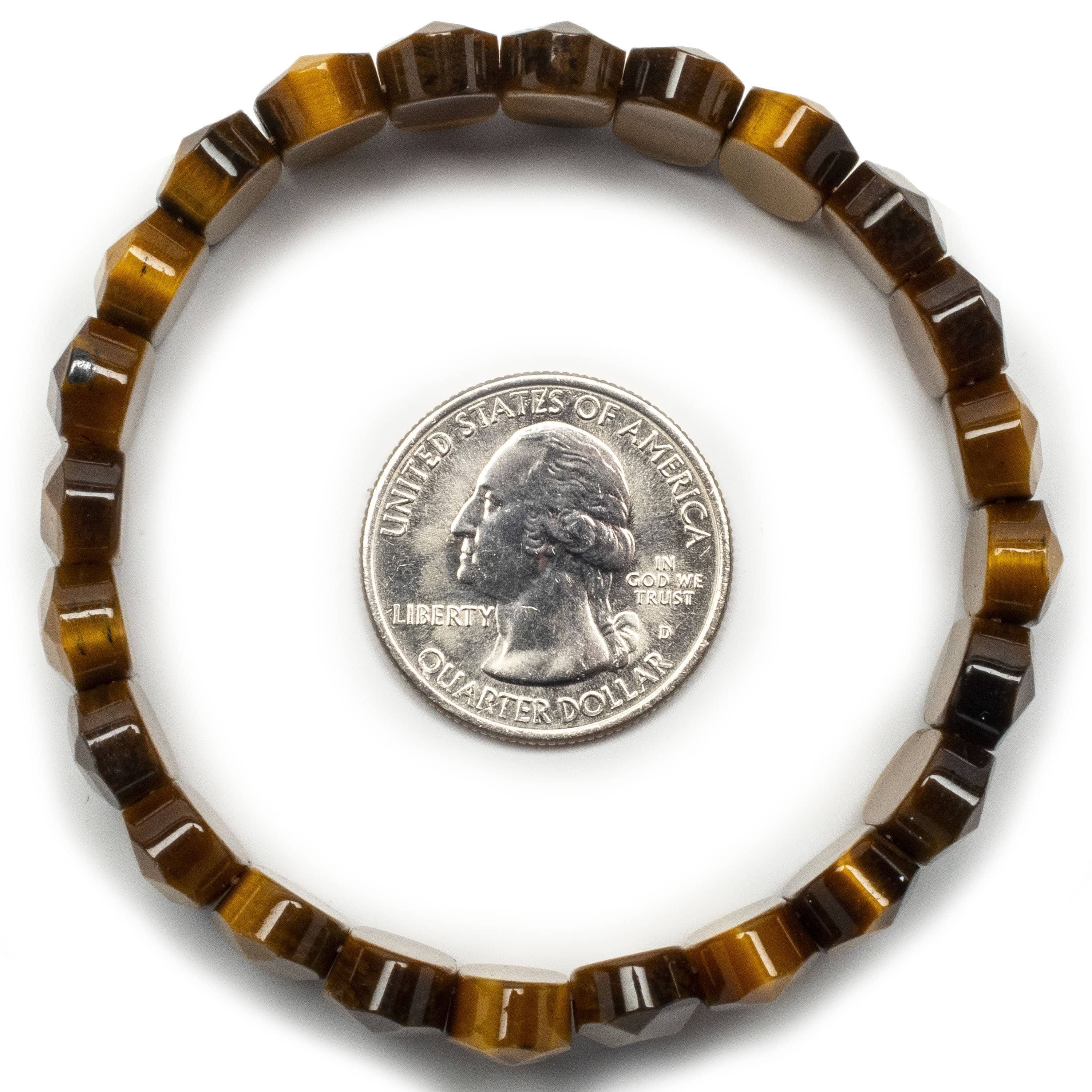Kalifano Gemstone Bracelets Faceted Oval Tiger Eye Gemstone Elastic Bracelet RED-BGP-029