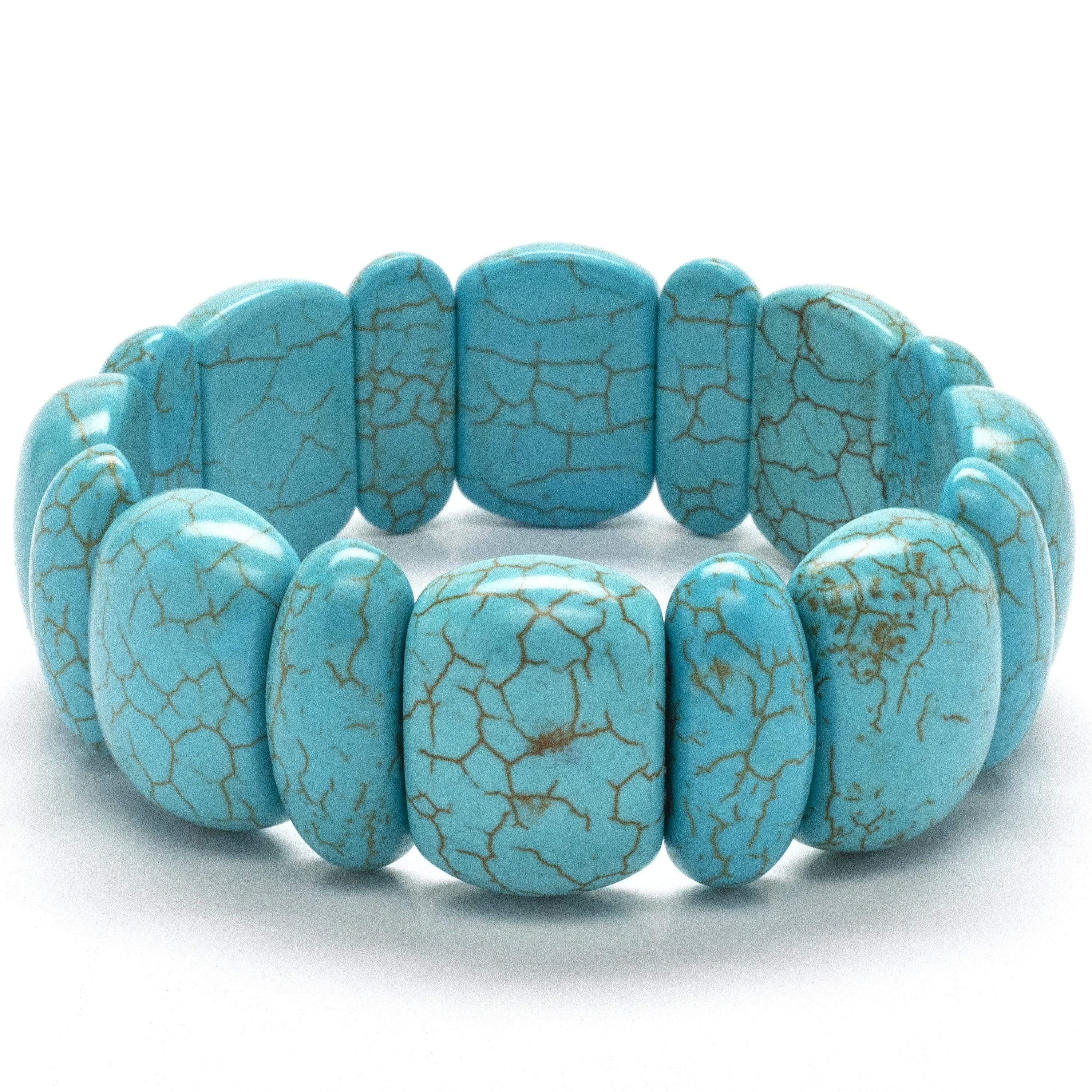 Kalifano Gemstone Bracelets Howlite Turquoise Gemstone Elastic Bracelet WHITE-BGP-007