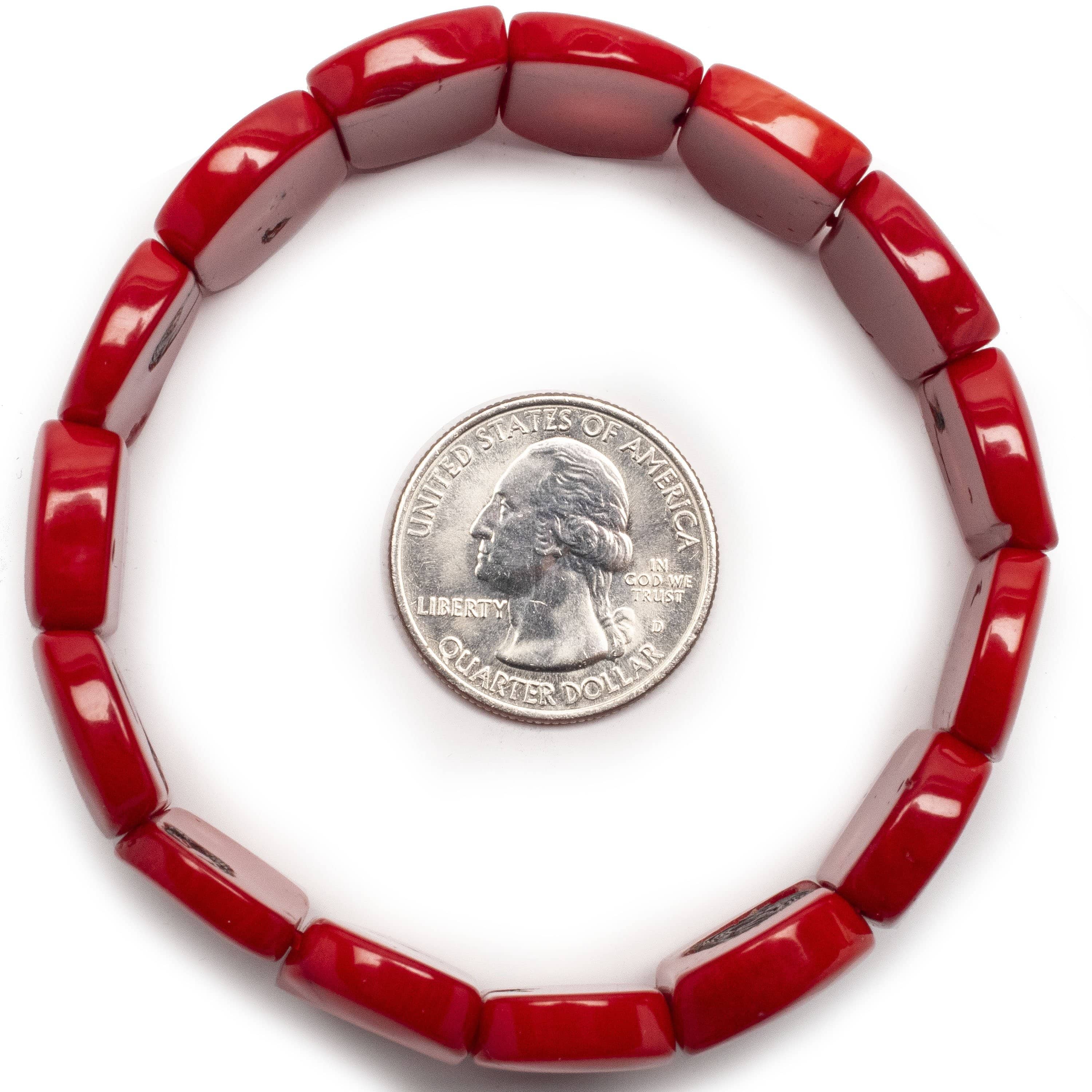 Kalifano Gemstone Bracelets Natural Coral Natural Gemstone Elastic Bracelet BLACK-BGP-005