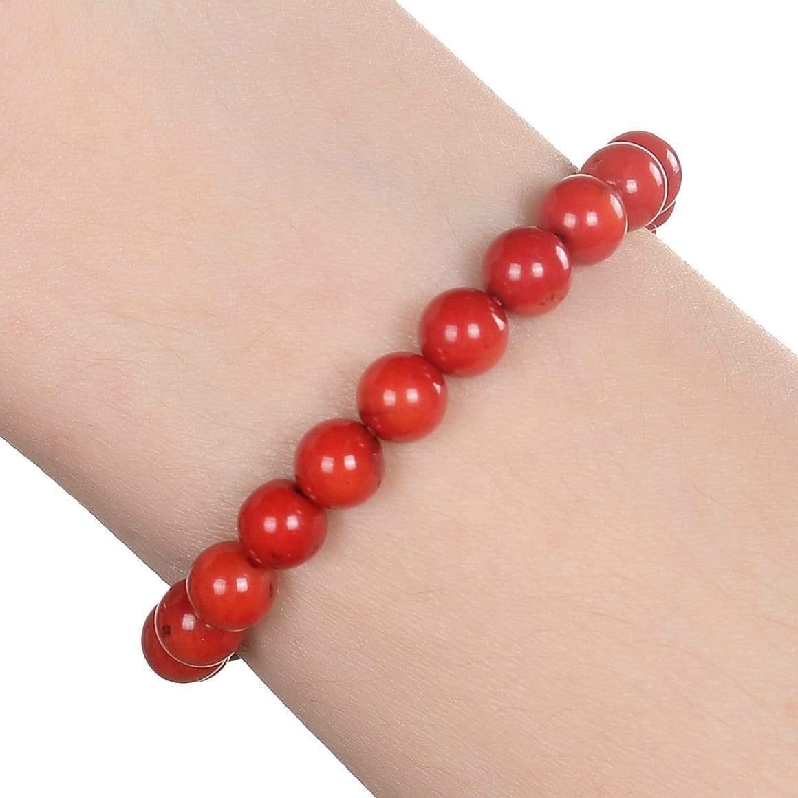 Kalifano Gemstone Bracelets Natural Red Coral small beaded Gemstone Bracelet B6-RC