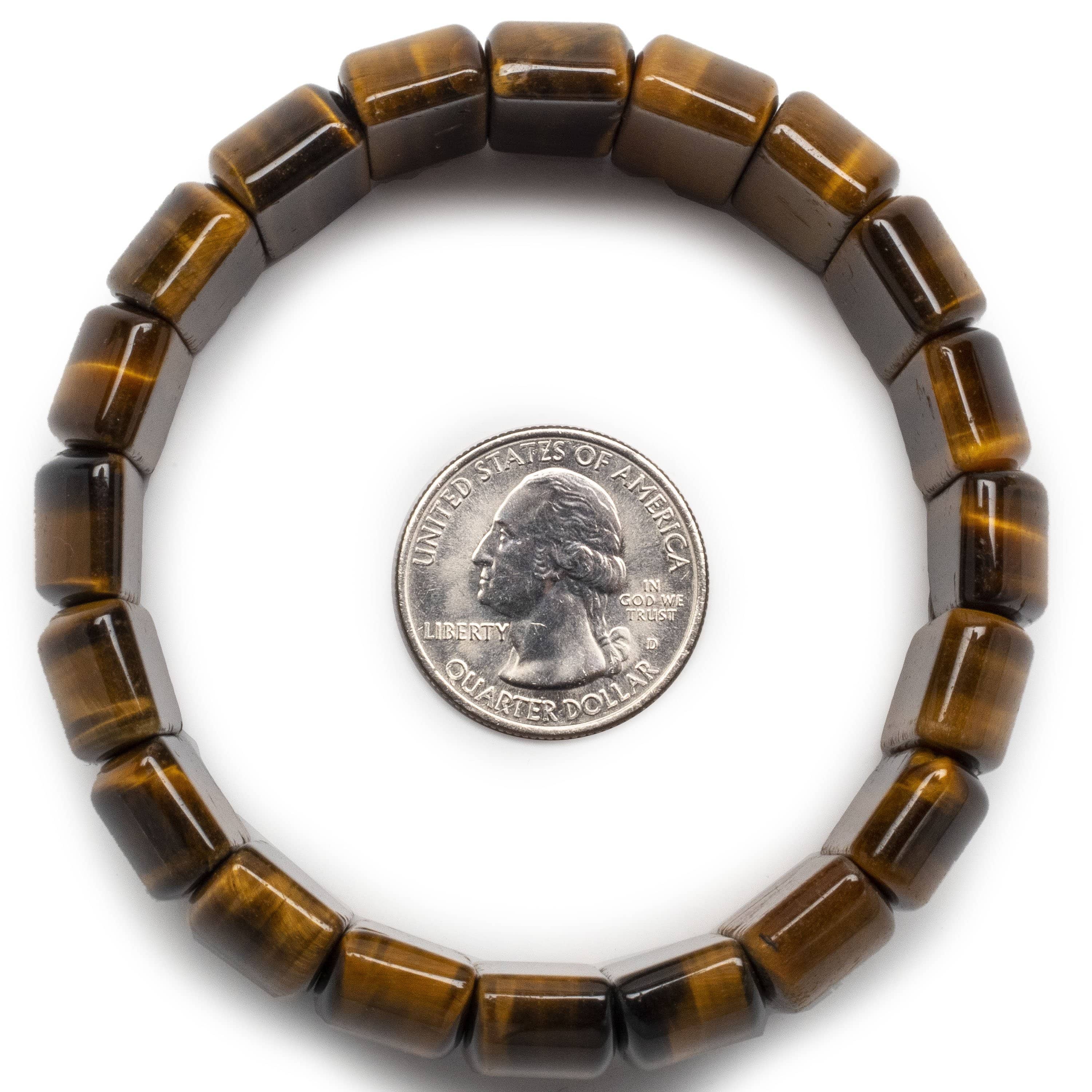 Kalifano Gemstone Bracelets Tiger Eye Rectangular Natural Gemstone Elastic Bracelet BLACK-BGP-012