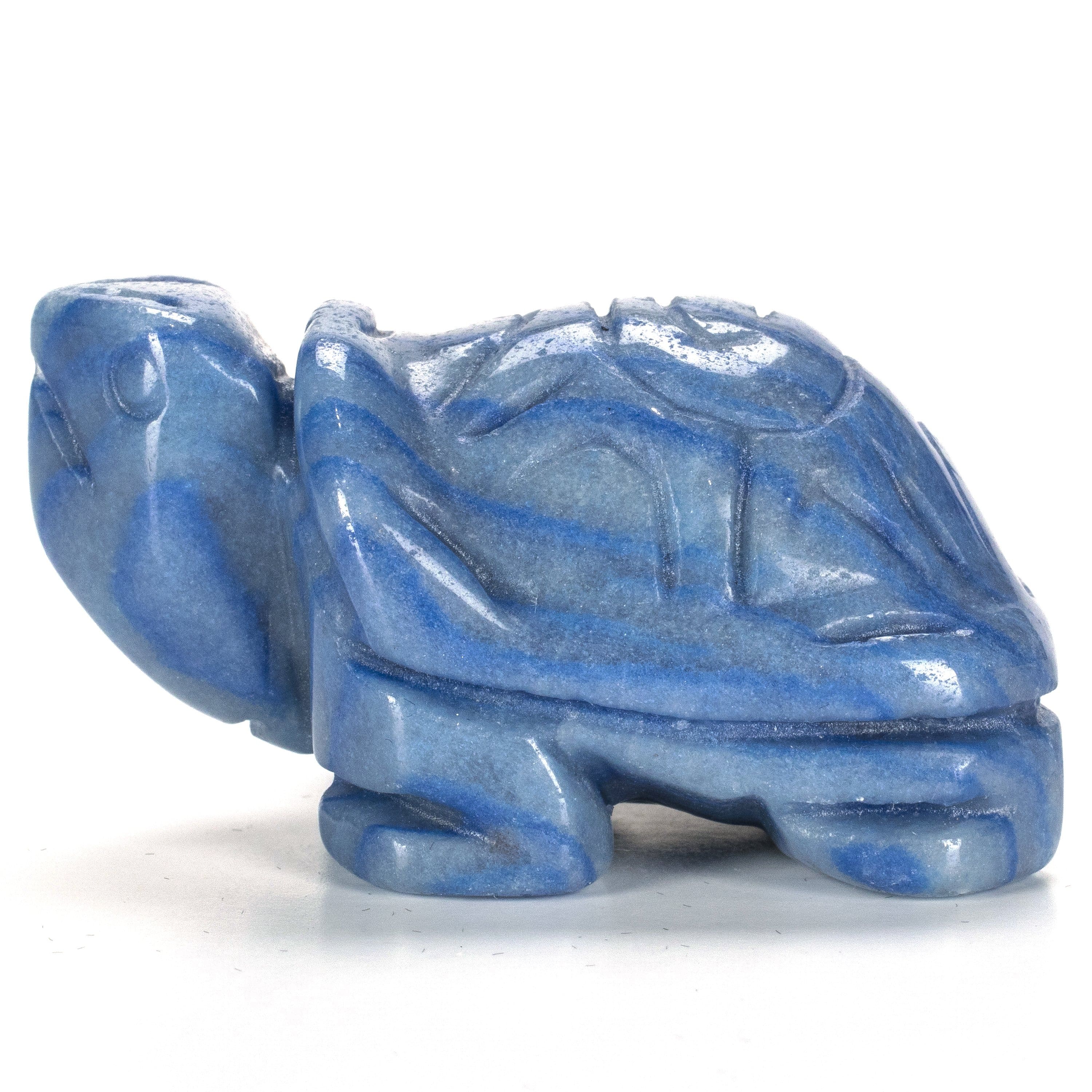 Kalifano Gemstone Carvings Blue Aventurine Turtle 2'' Natural Gemstone Carving CV14-T-BA