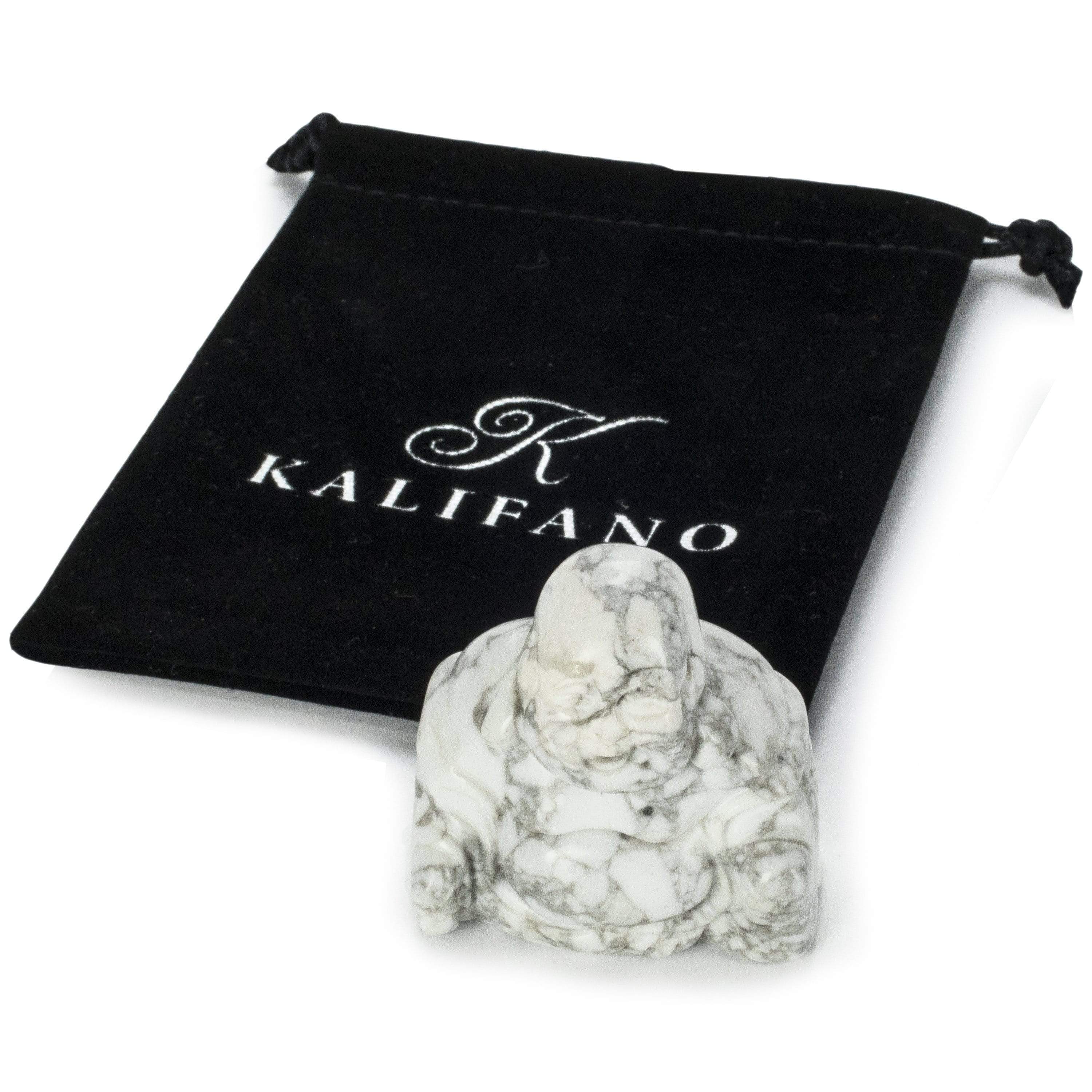 Kalifano Gemstone Carvings Howlite Budha 2" Gemstone Carving CV30-B-HT