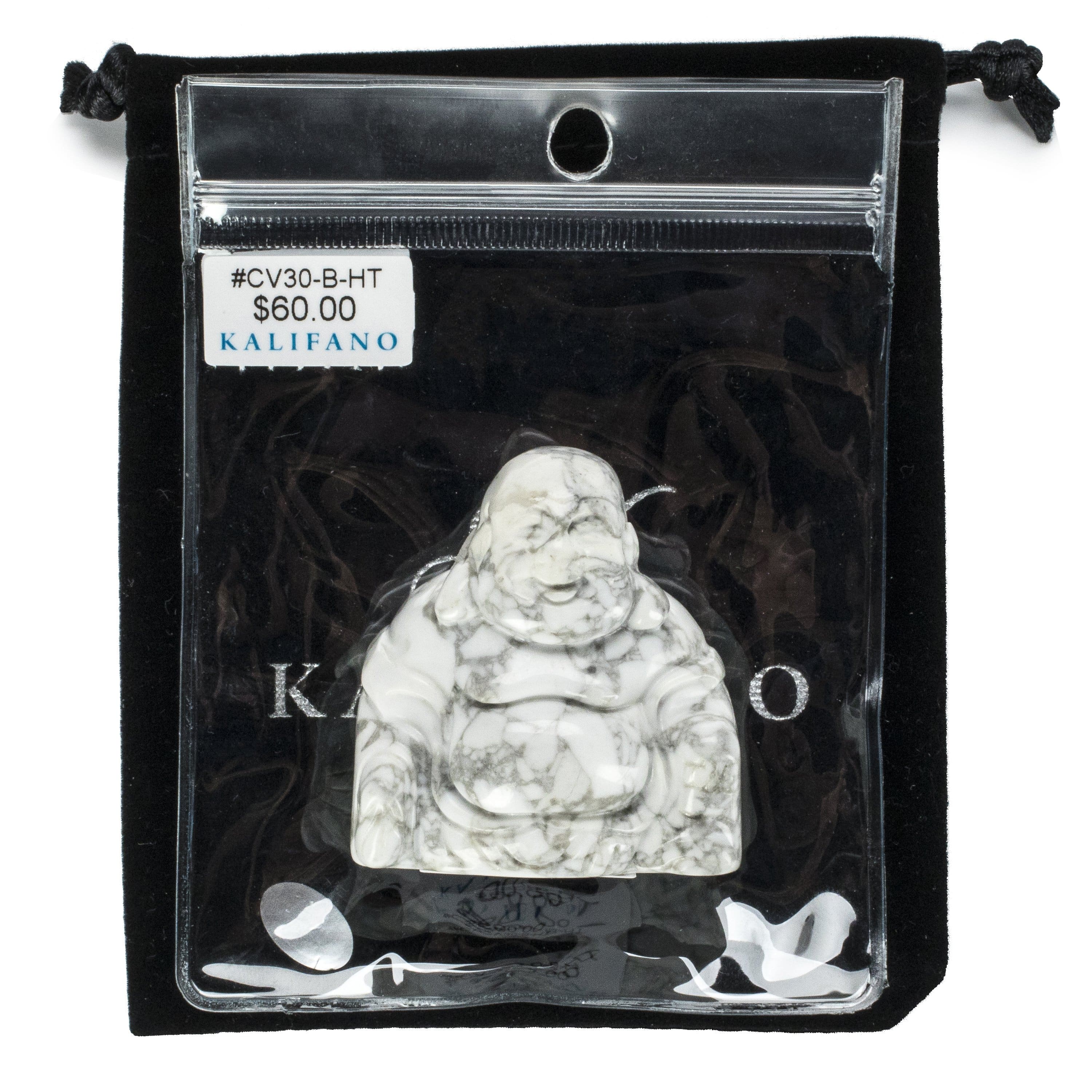 Kalifano Gemstone Carvings Howlite Budha 2" Gemstone Carving CV30-B-HT