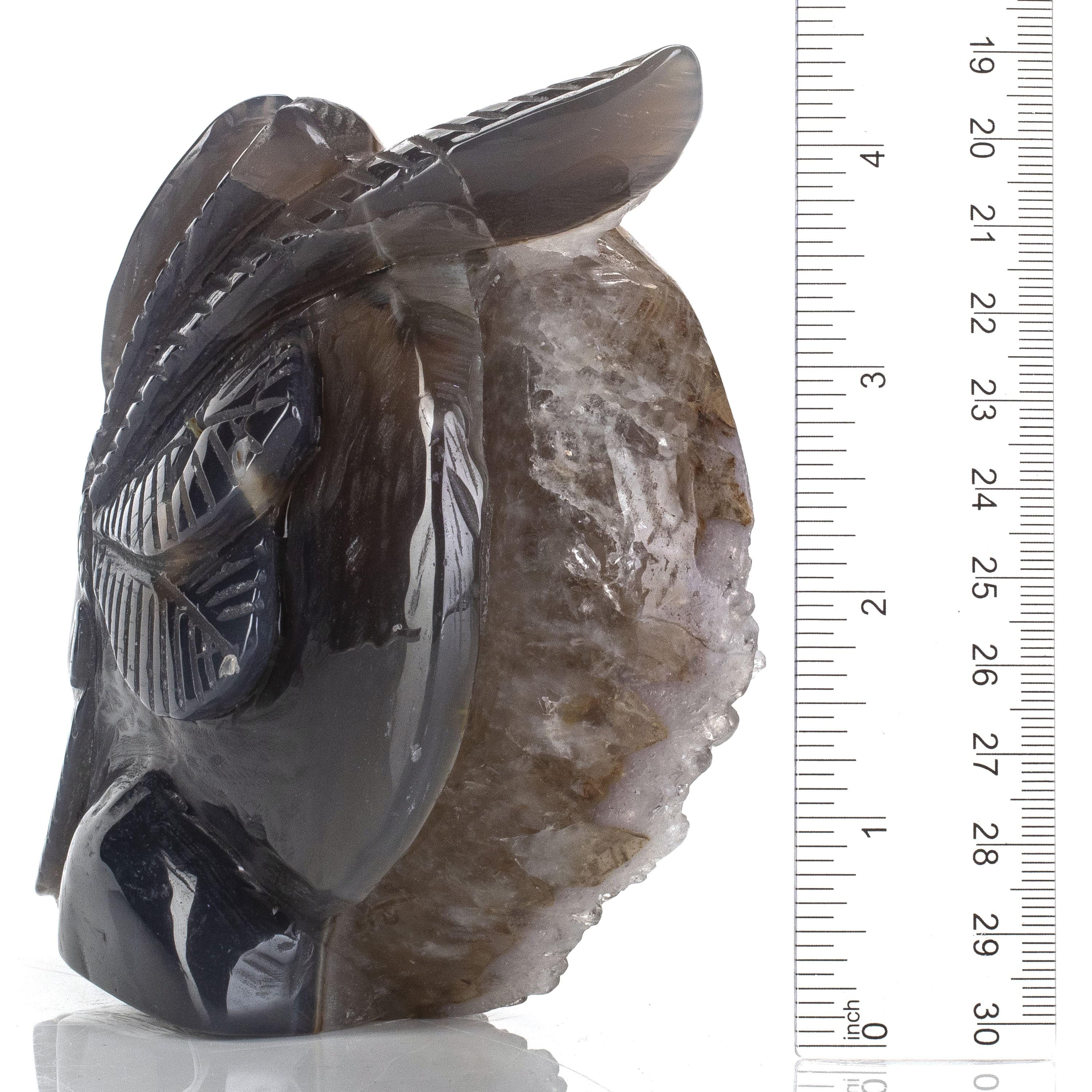 Kalifano Gemstone Carvings Natural Brazilian Blue Lace Agate Chief Carving - 4.7 in CV322.001