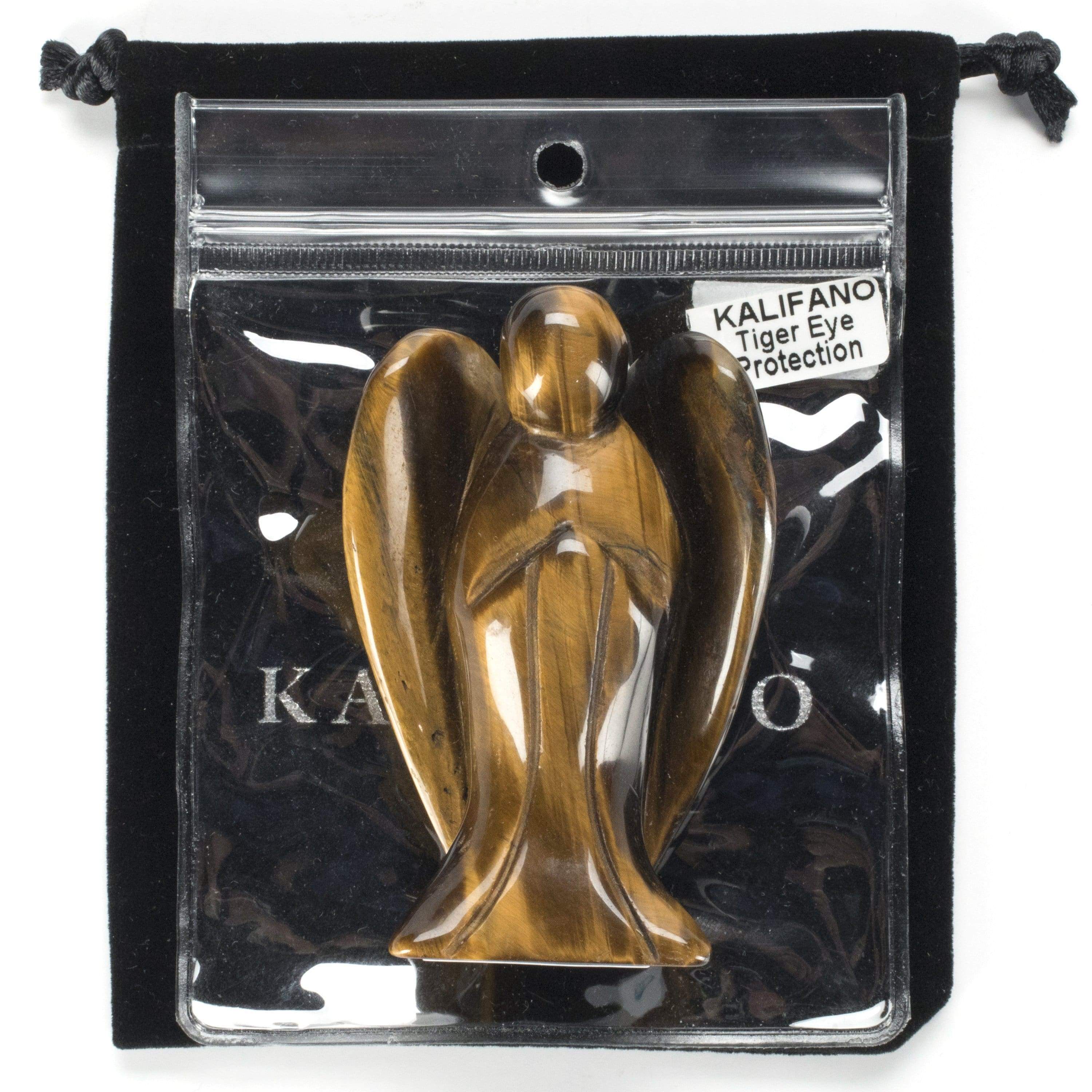 Kalifano Gemstone Carvings Tiger Eye Angel 3'' Natural Gemstone Carving CV40-A-TE