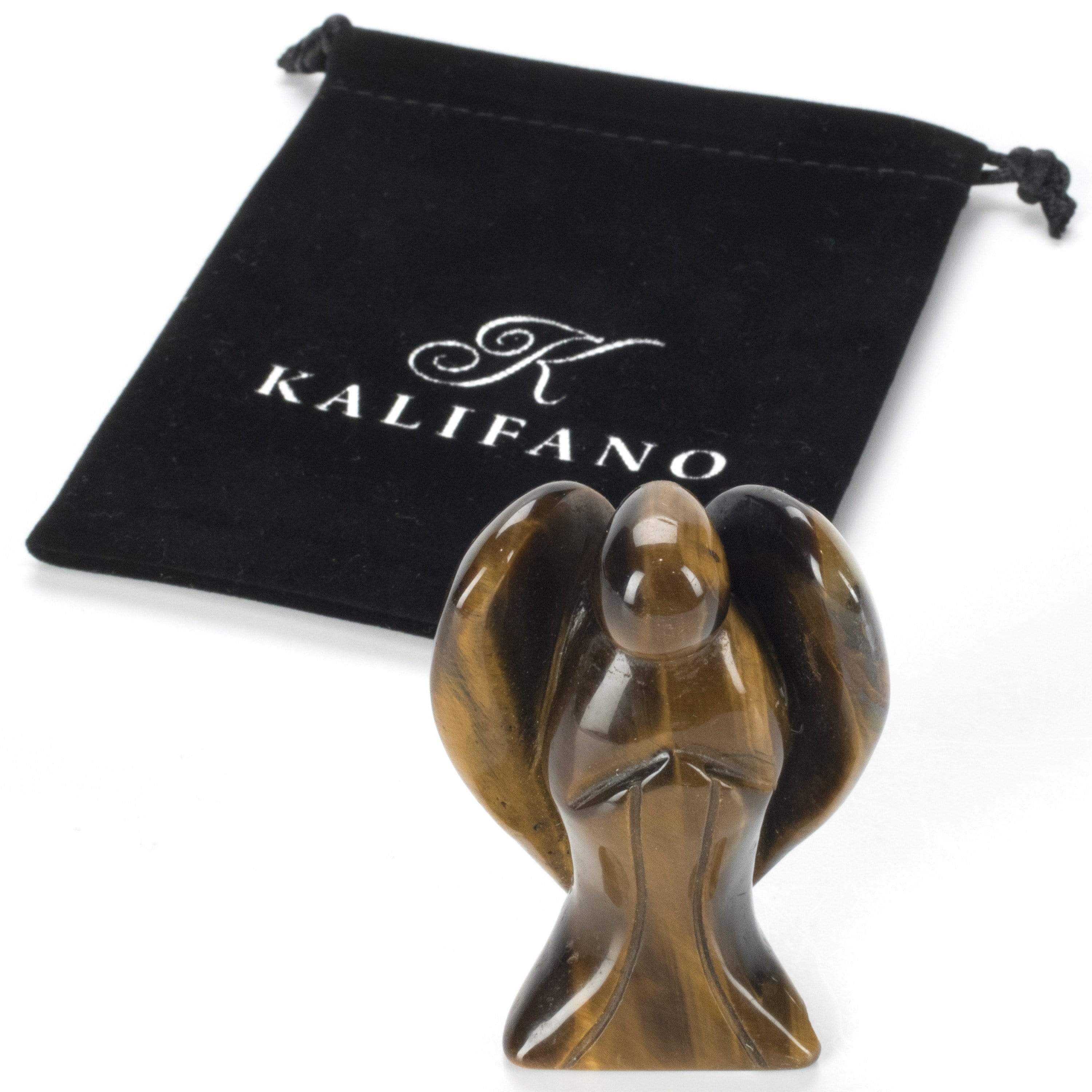 Kalifano Gemstone Carvings Tiger Eye Angel 3'' Natural Gemstone Carving CV40-A-TE
