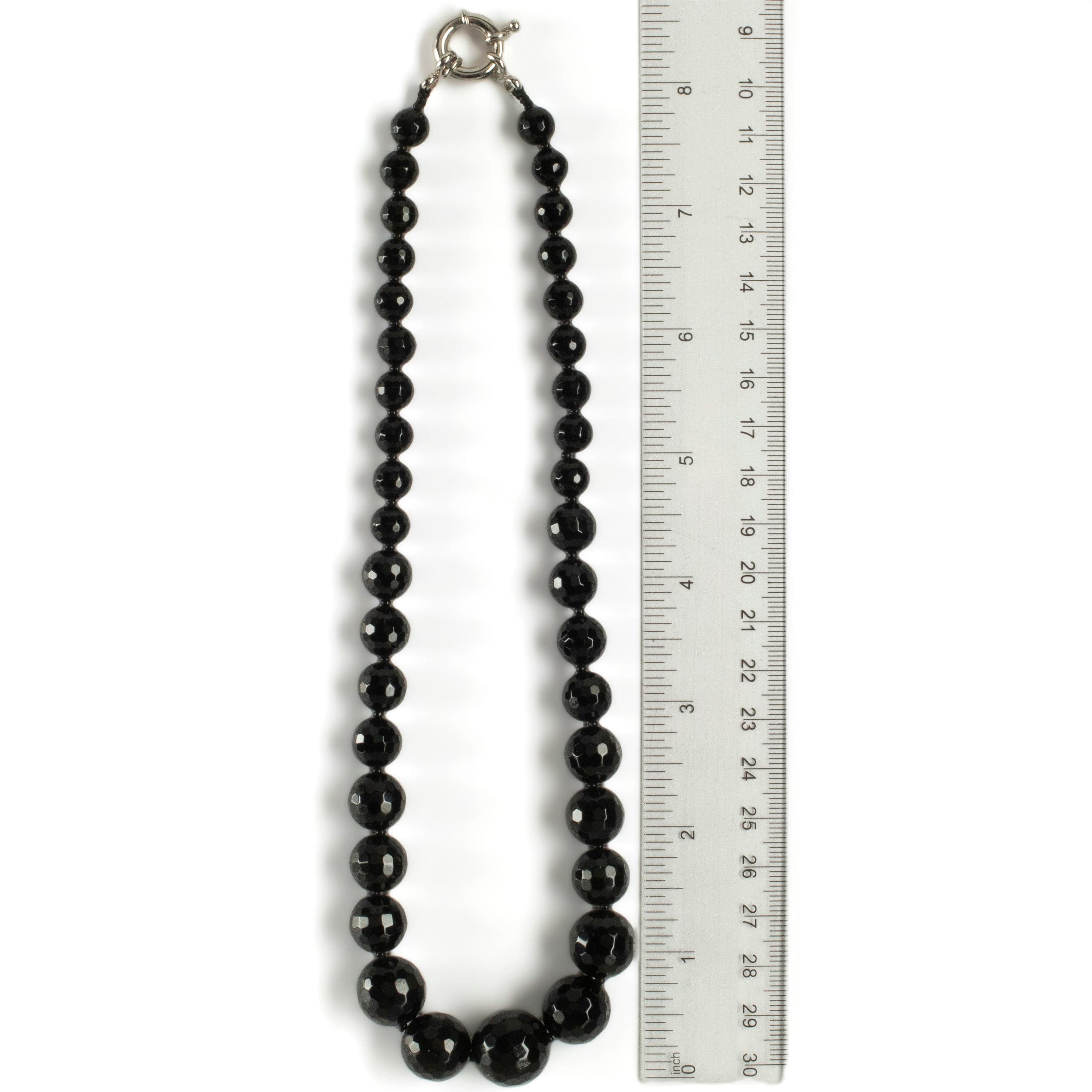 KALIFANO Gemstone Necklaces Black Agate Beads Gemstone Necklace GOLD-NGP-016