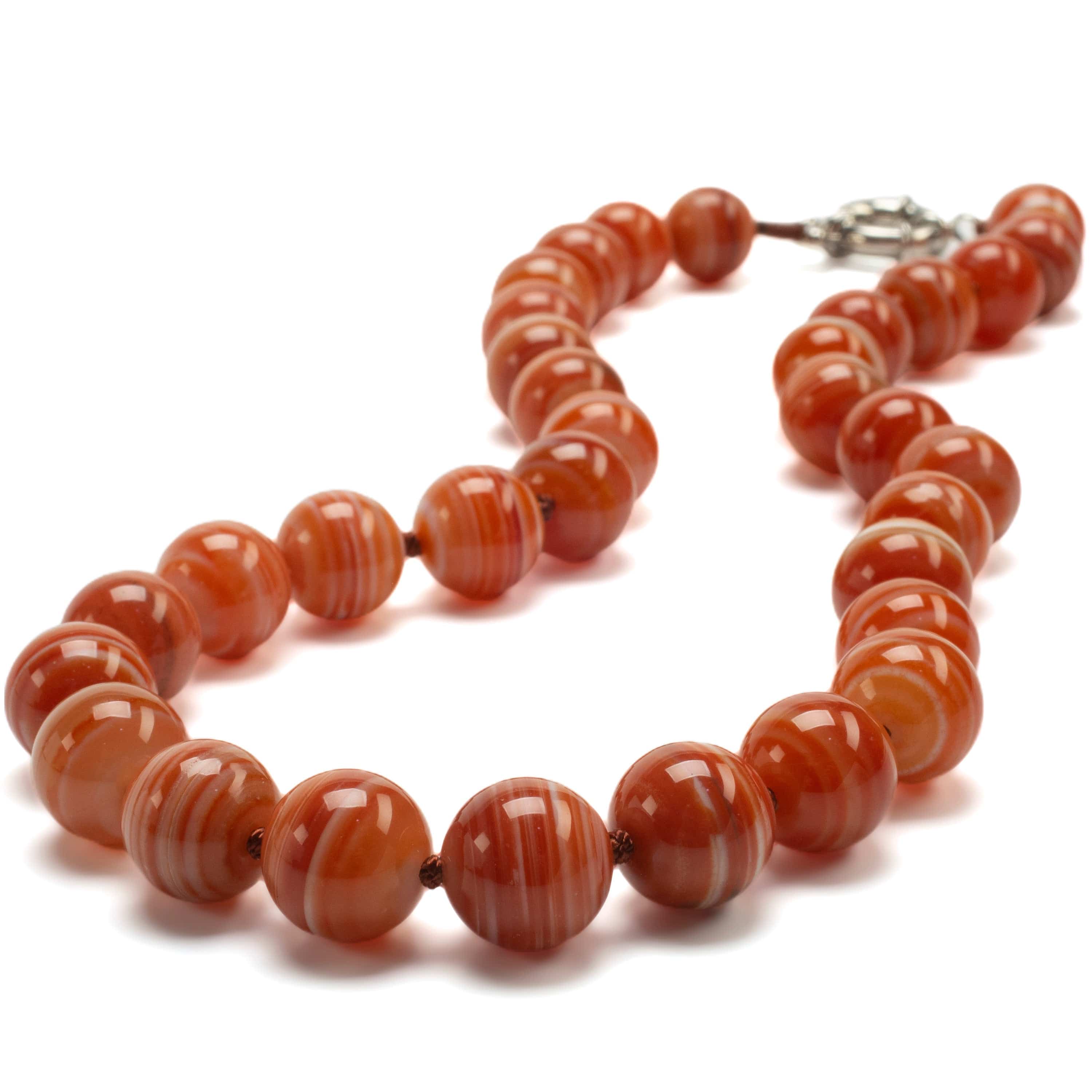 KALIFANO Gemstone Necklaces Carnelian Beads Gemstone Necklace GOLD-NGP-005