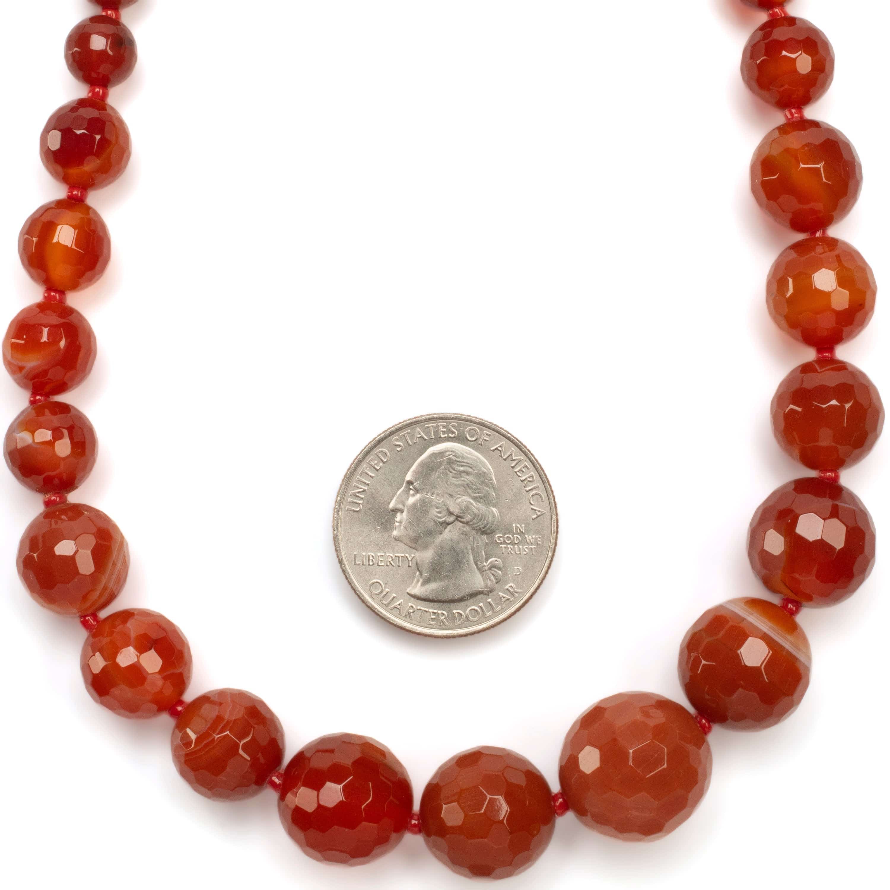 KALIFANO Gemstone Necklaces Faceted Carnelian Beads Gemstone Necklace GOLD-NGP-018
