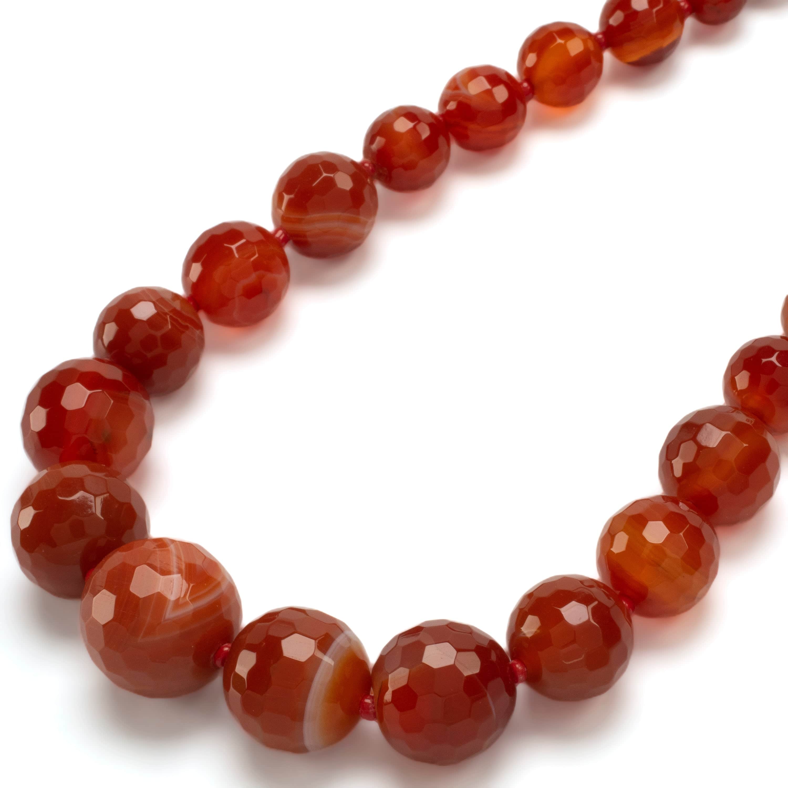 KALIFANO Gemstone Necklaces Faceted Carnelian Beads Gemstone Necklace GOLD-NGP-018
