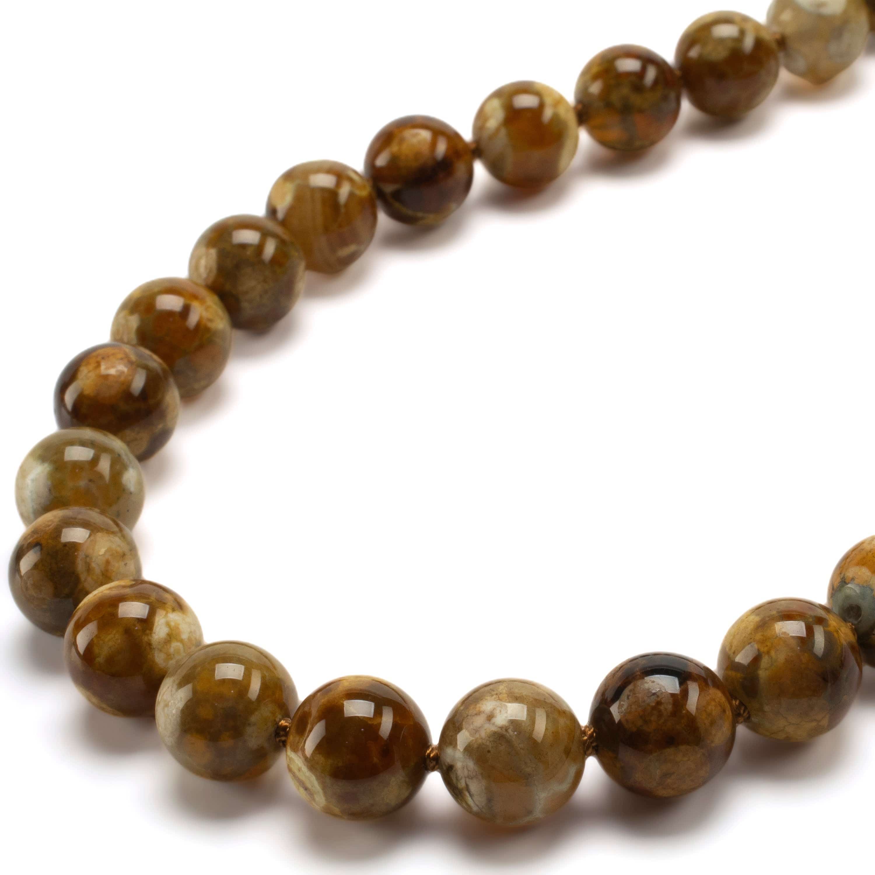 KALIFANO Gemstone Necklaces Leopard Skin Agate Beads Gemstone Necklace GOLD-NGP-013