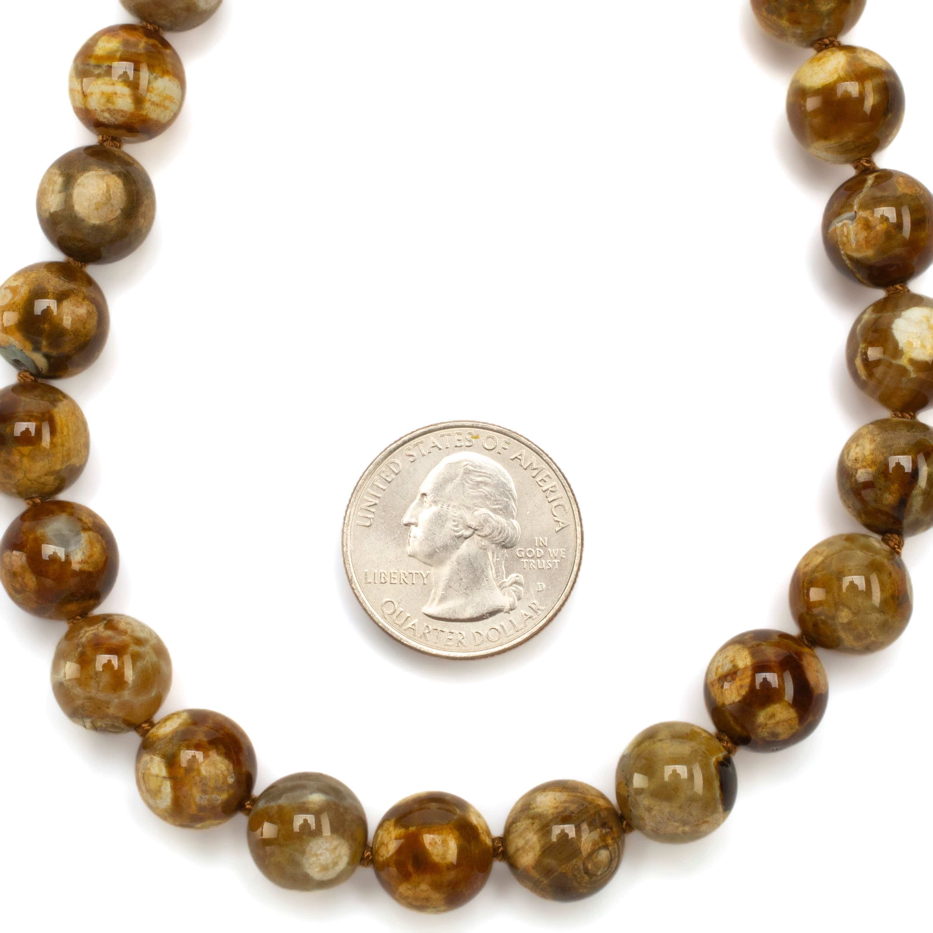 KALIFANO Gemstone Necklaces Leopard Skin Agate Beads Gemstone Necklace GOLD-NGP-013