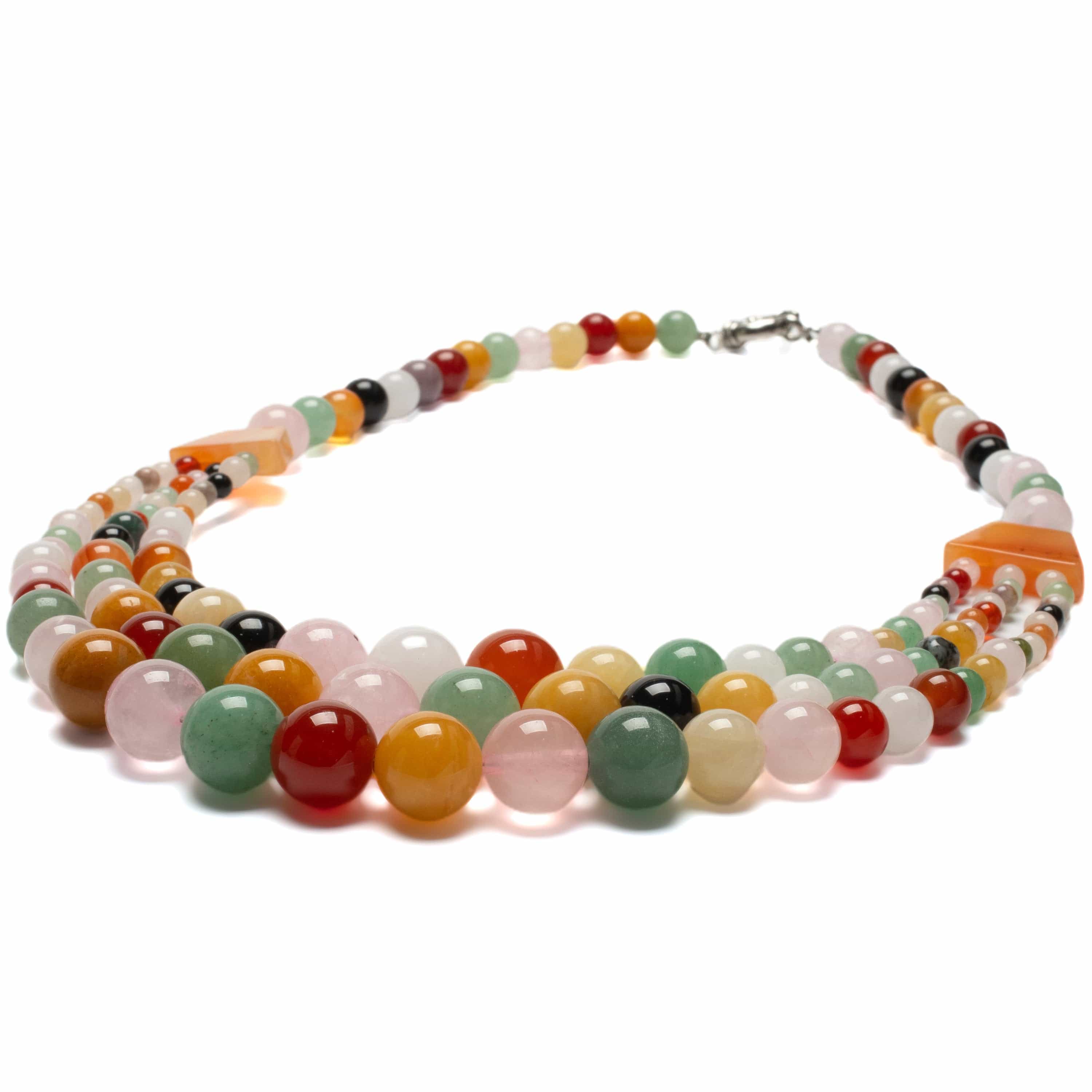 KALIFANO Gemstone Necklaces Multi-Gemstone Beaded Necklace GOLD-NGP-015