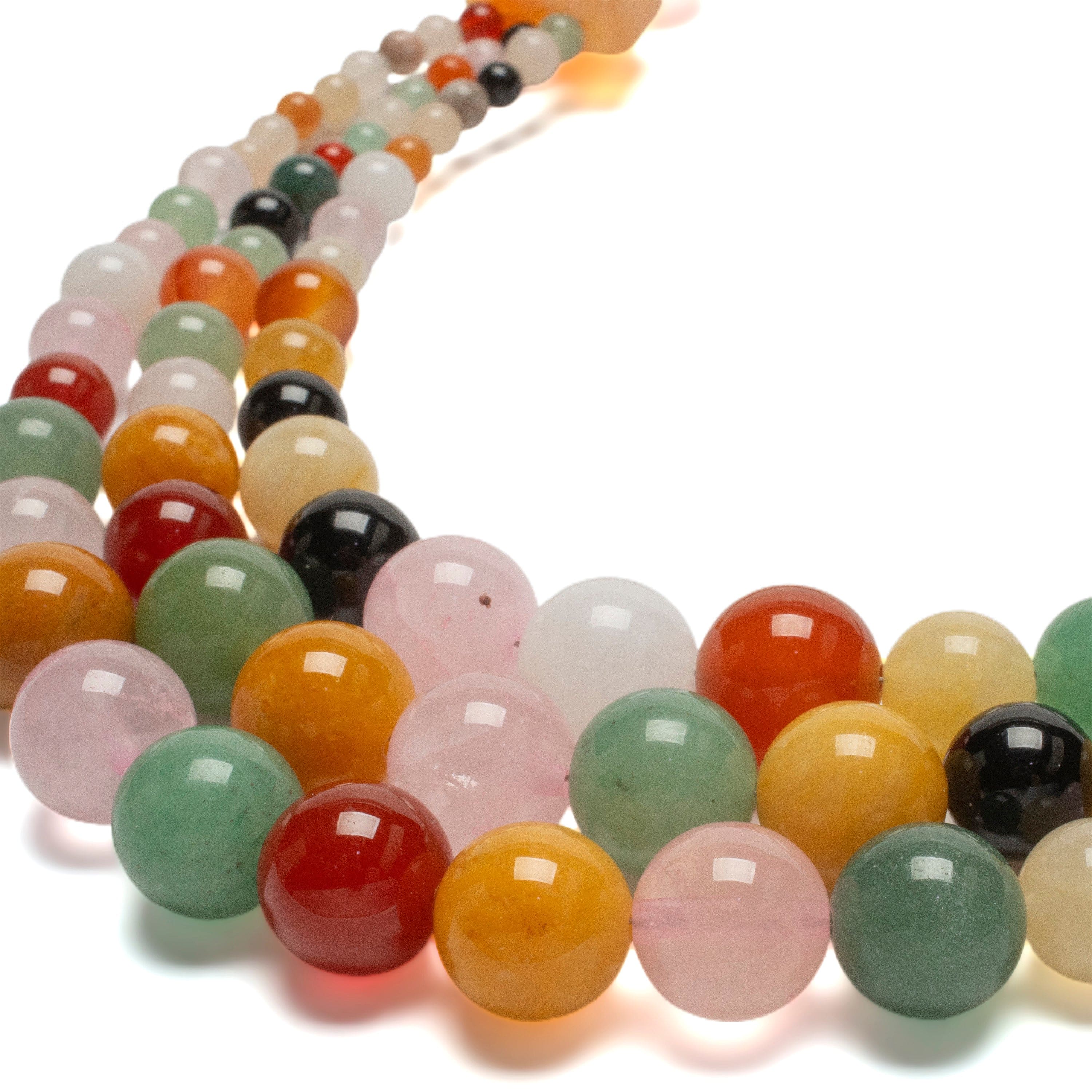 KALIFANO Gemstone Necklaces Multi-Gemstone Beaded Necklace GOLD-NGP-015