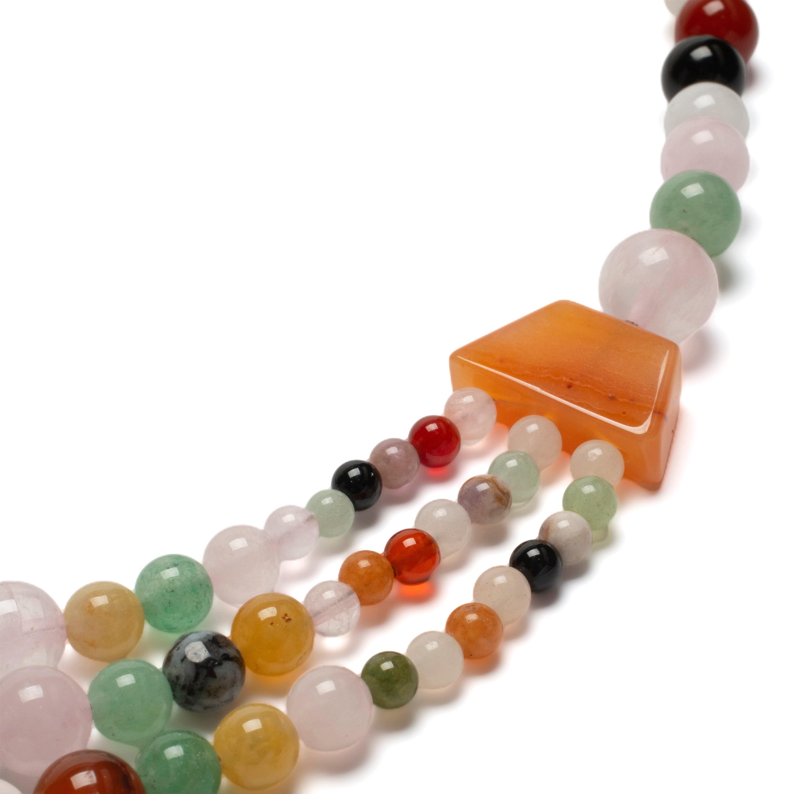 KALIFANO Gemstone Necklaces Multi-Gemstone Beaded Necklace GOLD-NGP-015