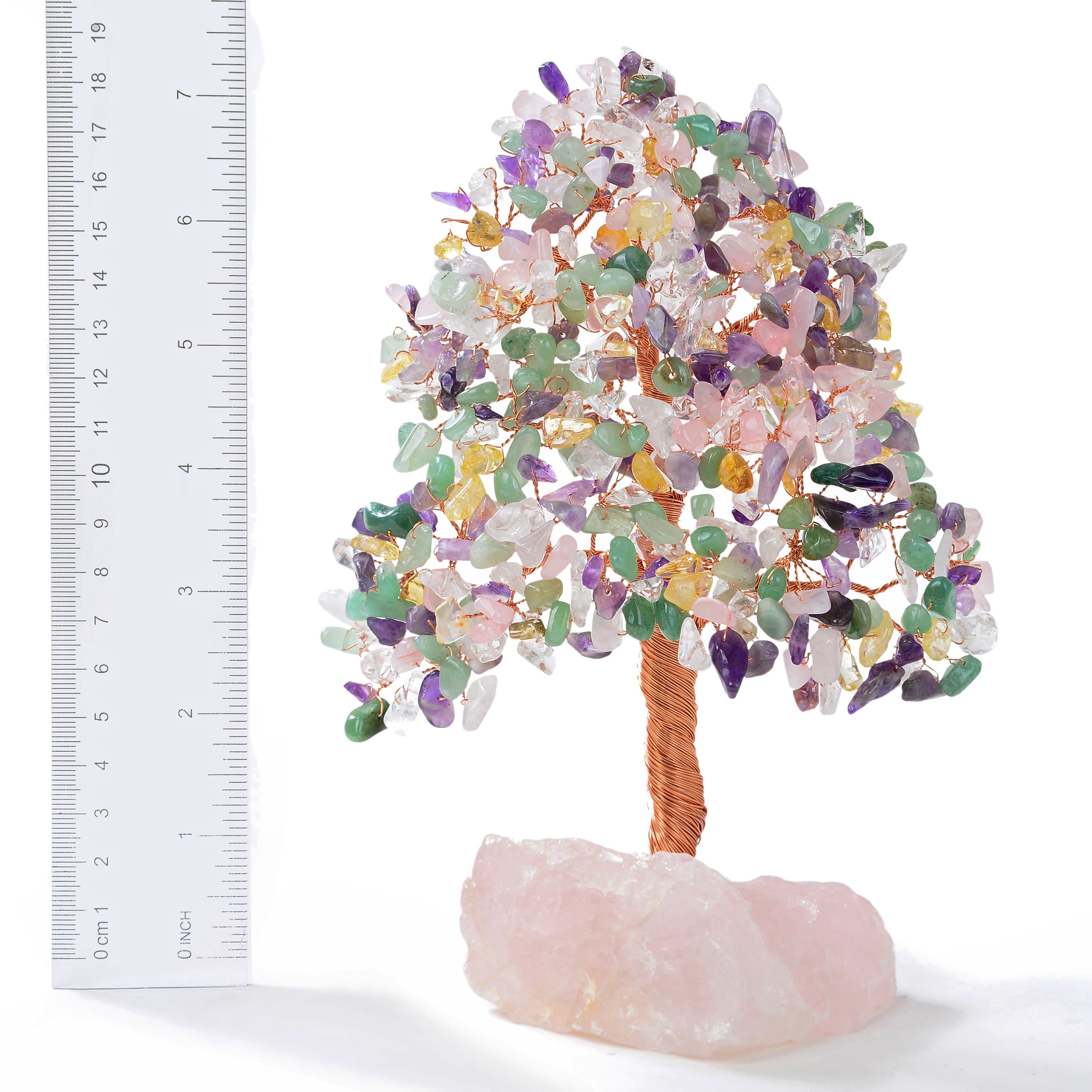 Kalifano Gemstone Trees Multi-Gemstone Tree of Life on Rose Quartz Base with 414 Natural Stones K965R-MT