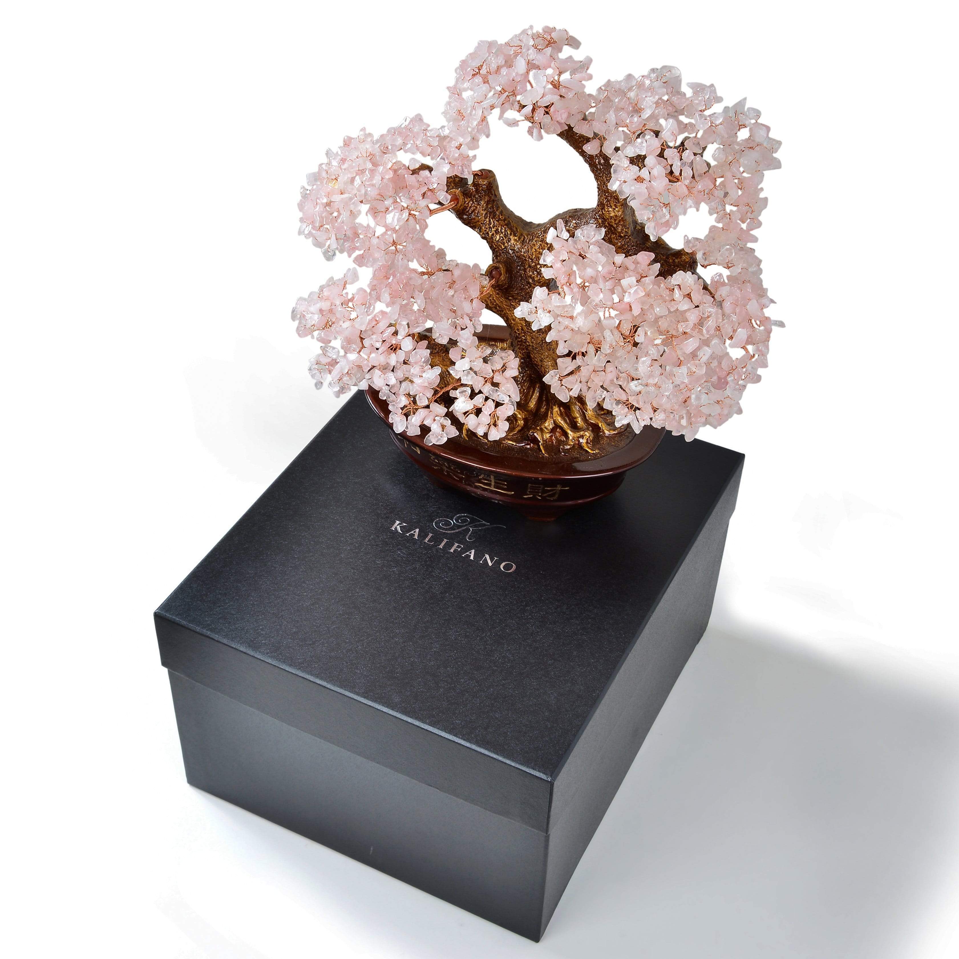 Kalifano Gemstone Trees Rose Quartz Tree of Life on Resin and Wood Base with 1,251 Natural Gemstones K9151-RQ