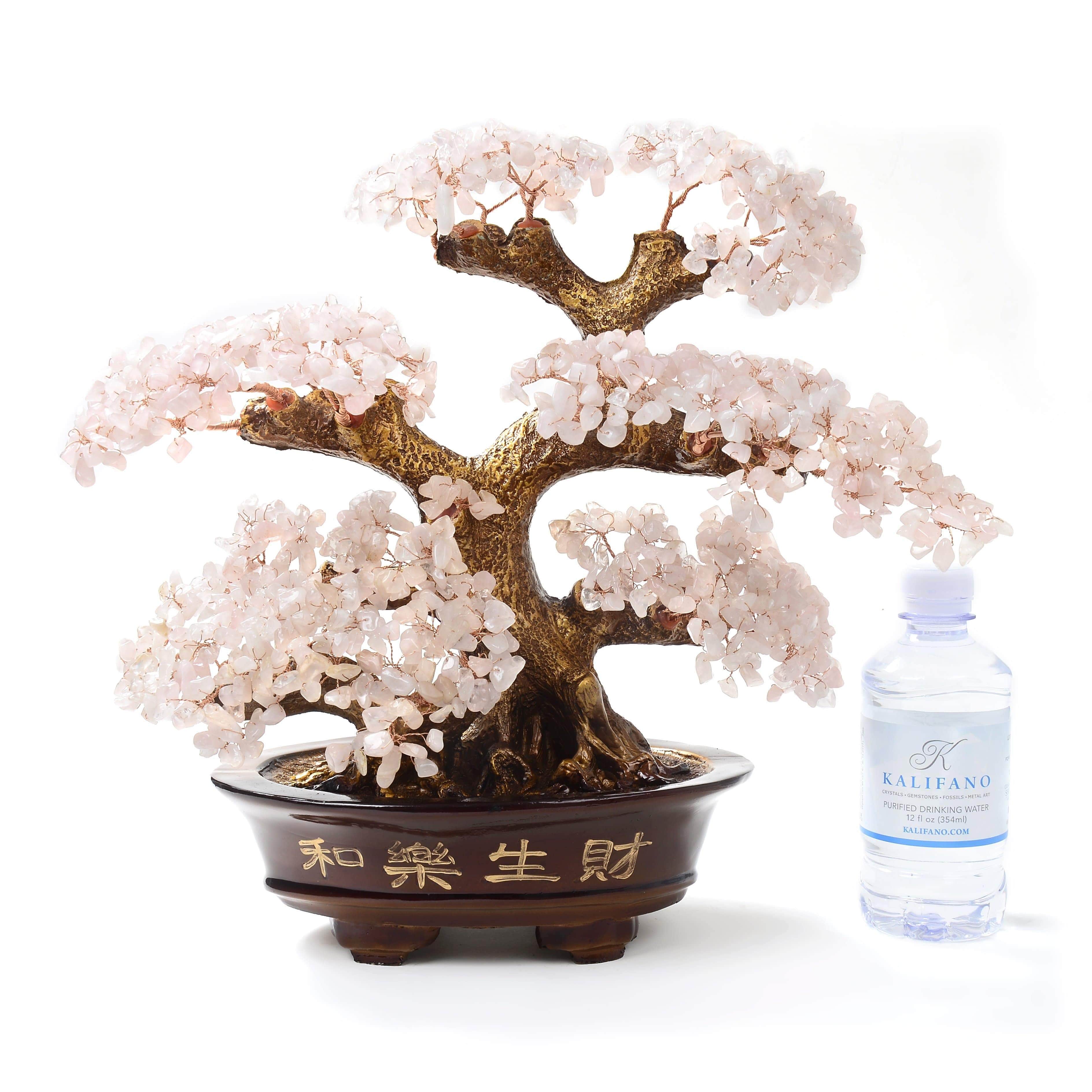 Kalifano Gemstone Trees Rose Quartz Tree of Life on Resin and Wood Base with 1,251 Natural Gemstones K9151-RQ