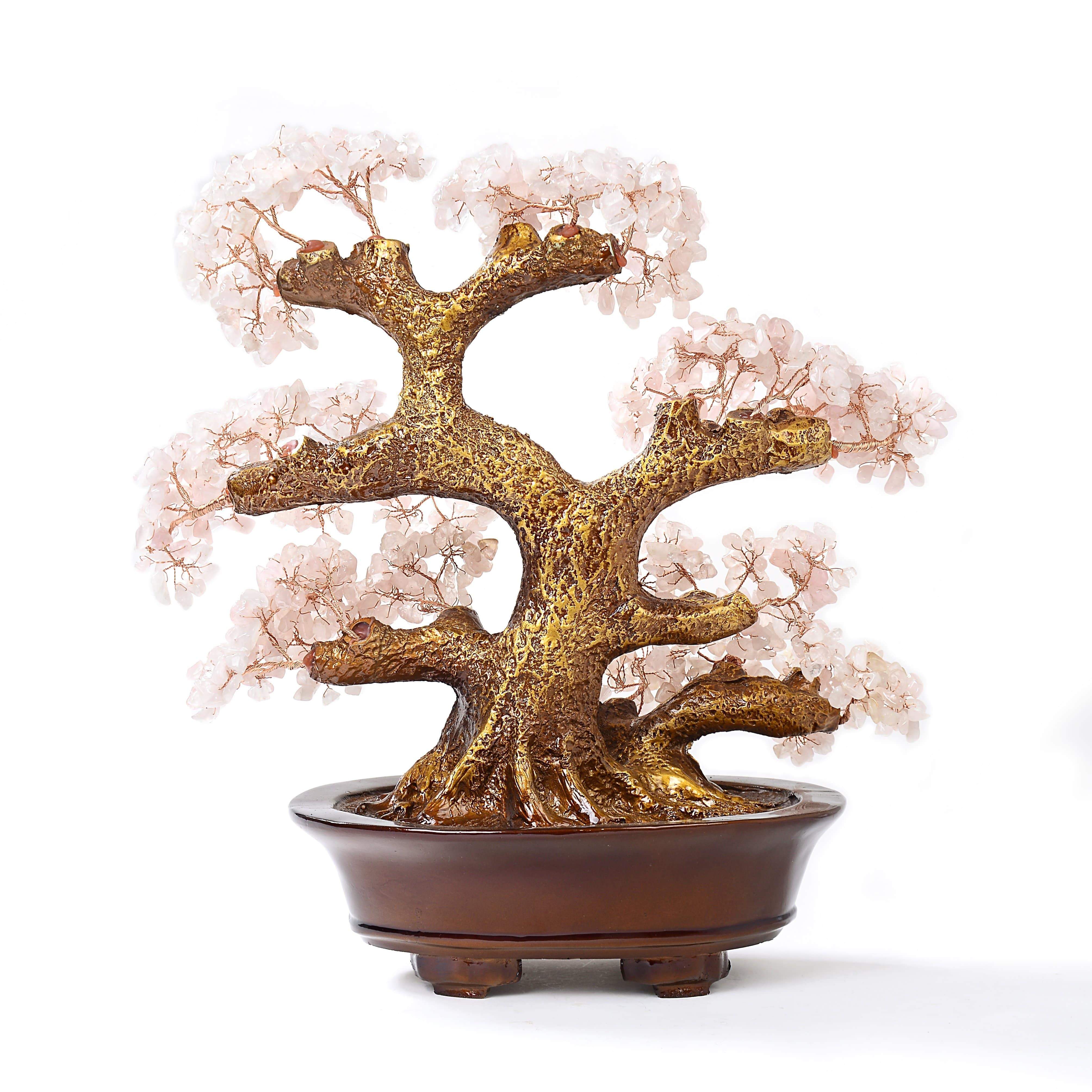 Kalifano Gemstone Trees Rose Quartz Tree of Life on Resin and Wood Base with 1,251 Natural Gemstones K9151-RQ