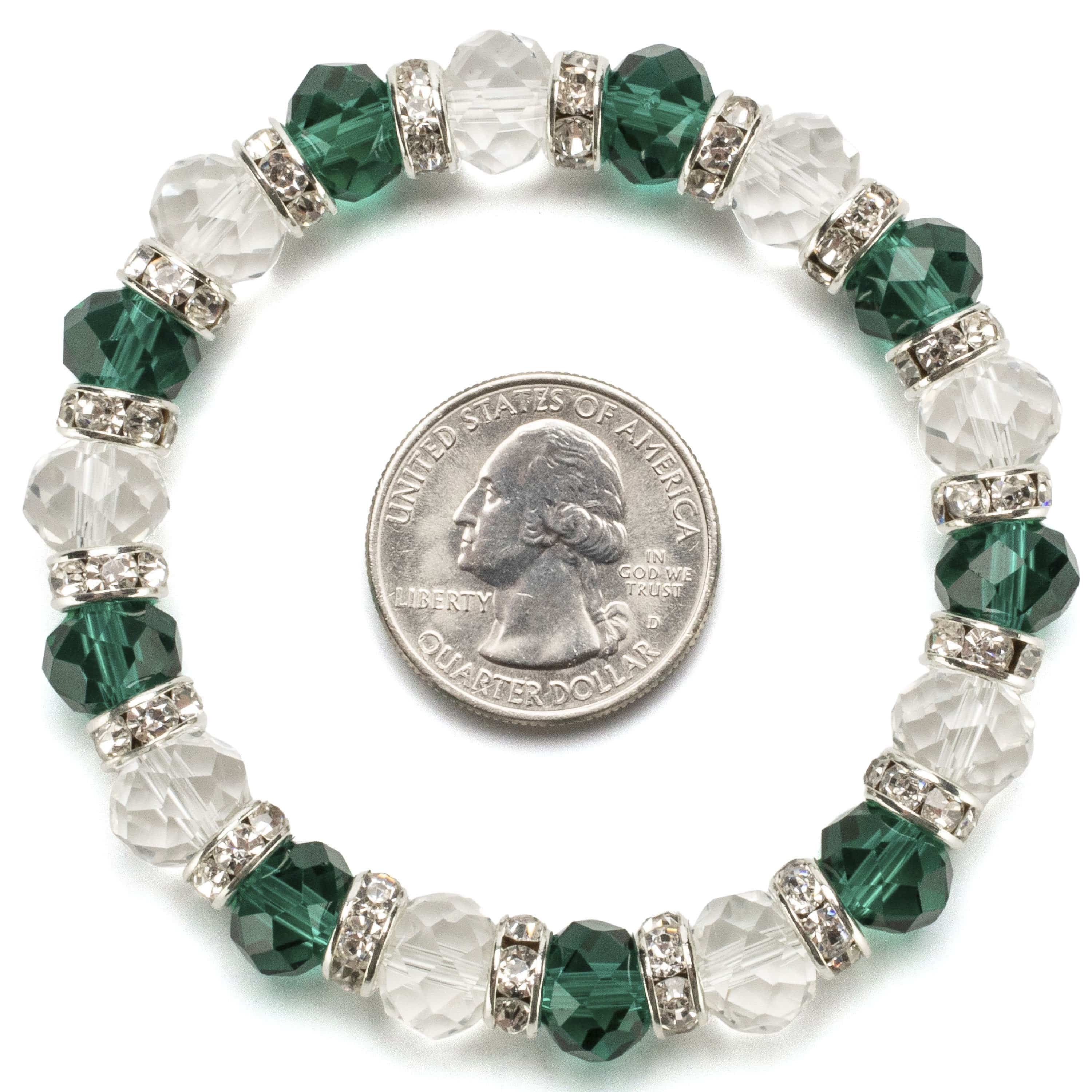 Kalifano Gorgeous Glass Jewelry Multi-Colored Gorgeous Glass Bracelet with Cubic Zirconia Crystals BLUE-BGG-17