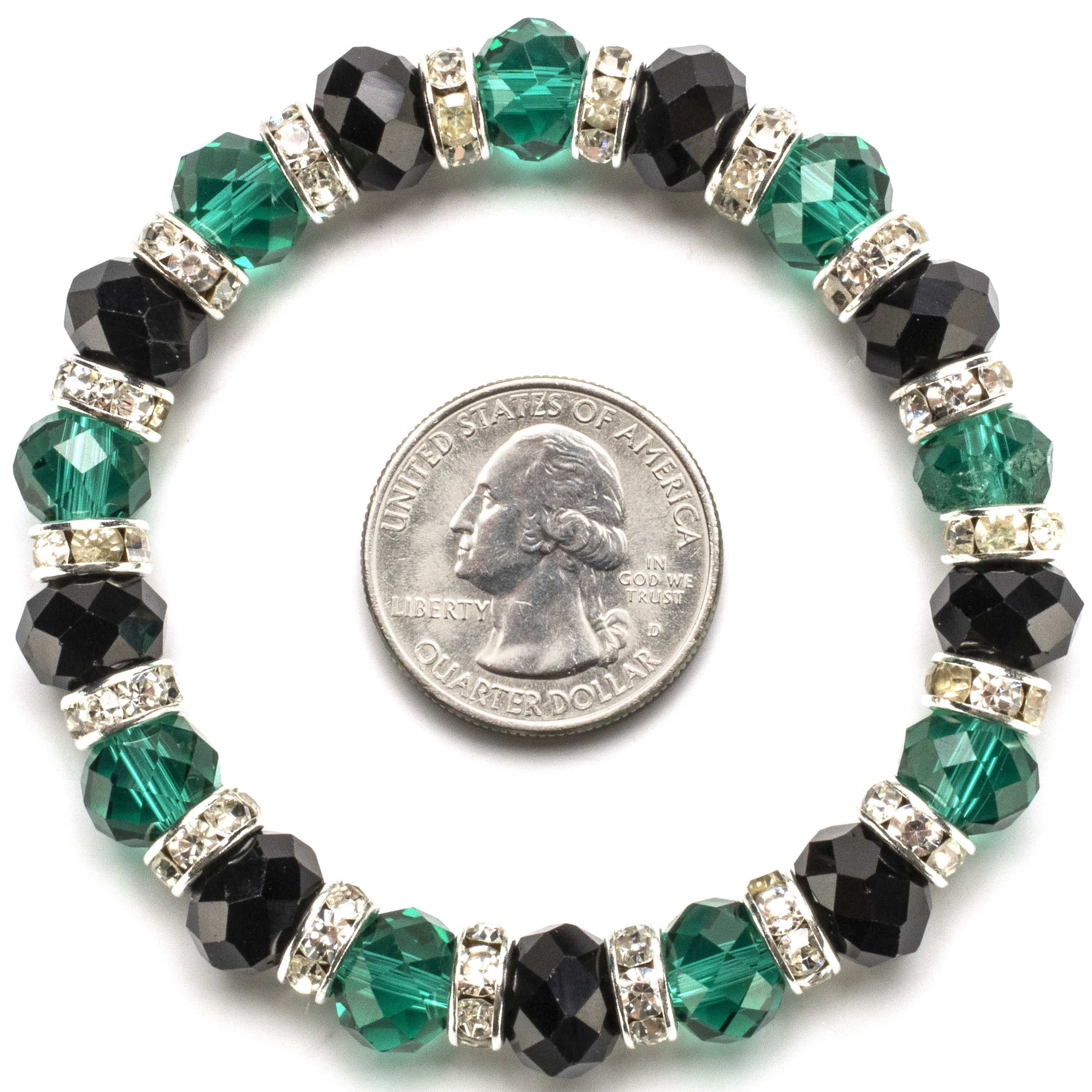 Kalifano Gorgeous Glass Jewelry Multi-Colored Gorgeous Glass Bracelet with Cubic Zirconia Crystals BLUE-BGG-18