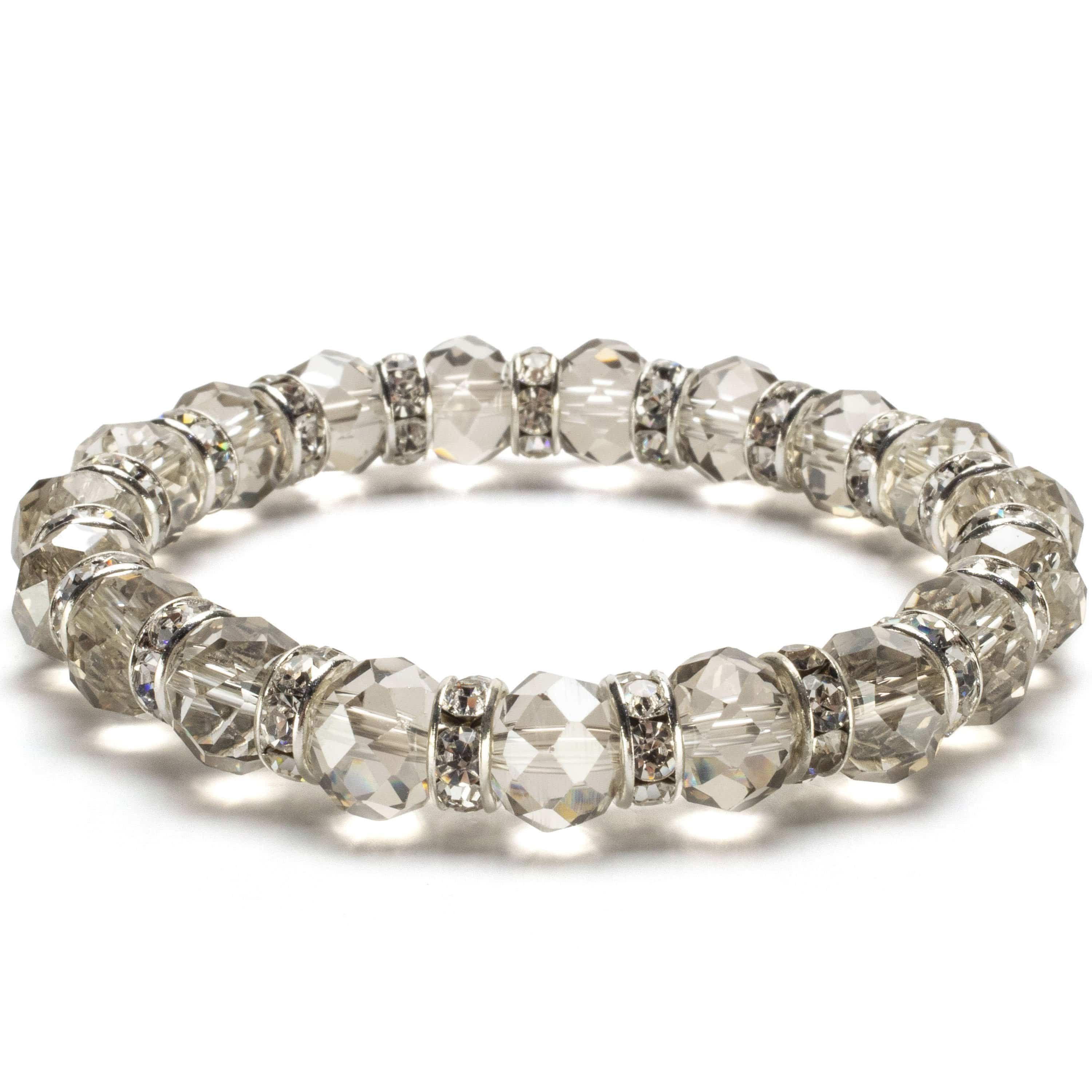 Kalifano Gorgeous Glass Jewelry Topaz Gorgeous Glass Bracelet with Cubic Zirconia Crystals BLUE-BGG-21