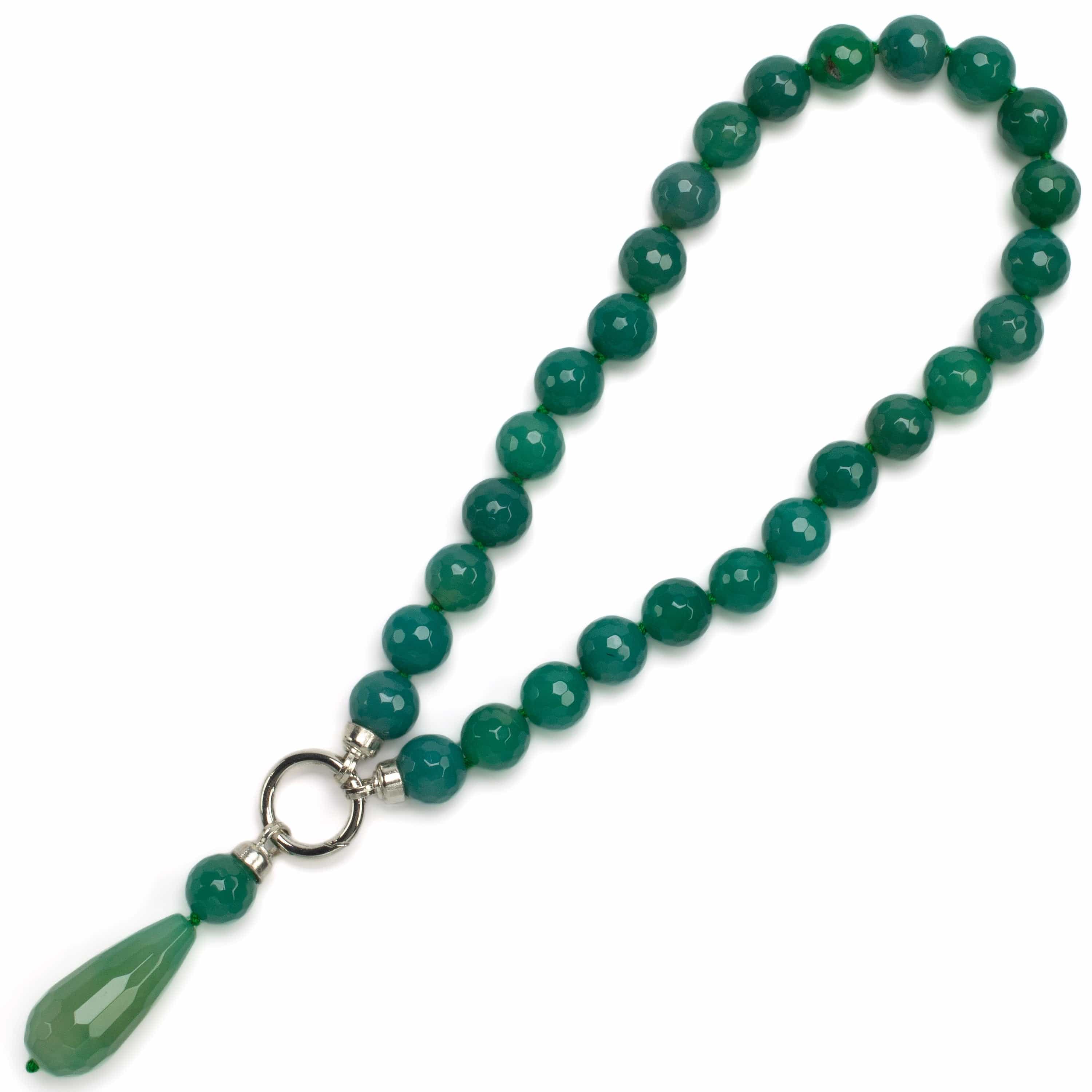 Kalifano Jewelry PLAT-NGP-BA4 - Drop Green Brazilian Agate Necklace PLAT-NGP-BA4