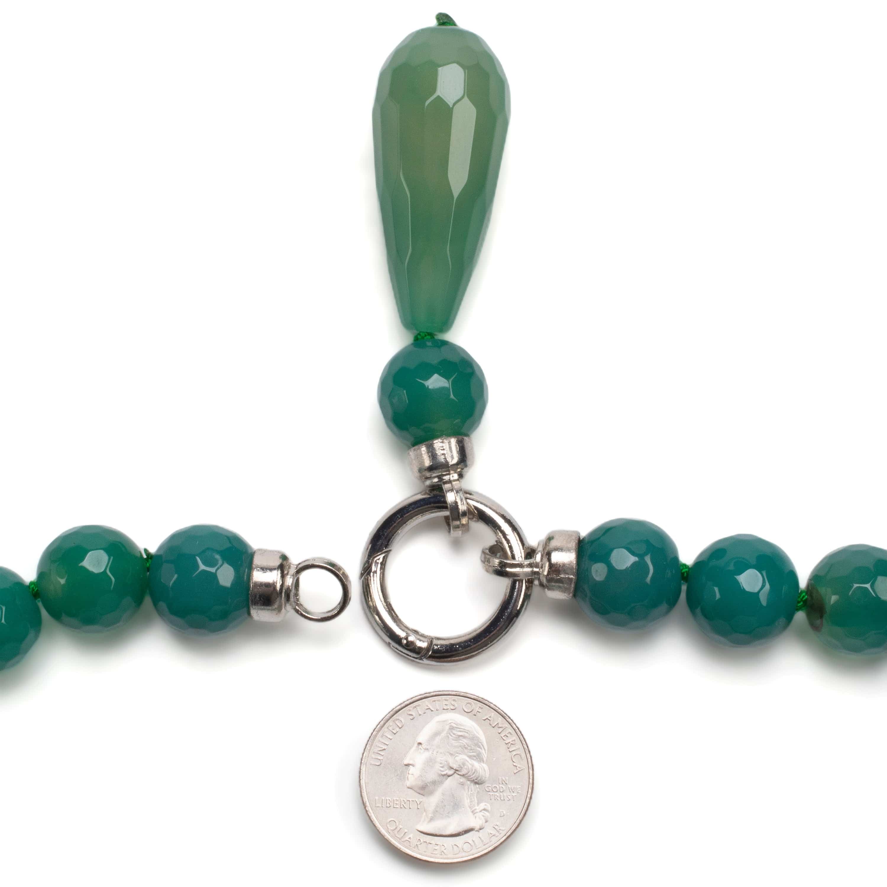 Kalifano Jewelry PLAT-NGP-BA4 - Drop Green Brazilian Agate Necklace PLAT-NGP-BA4
