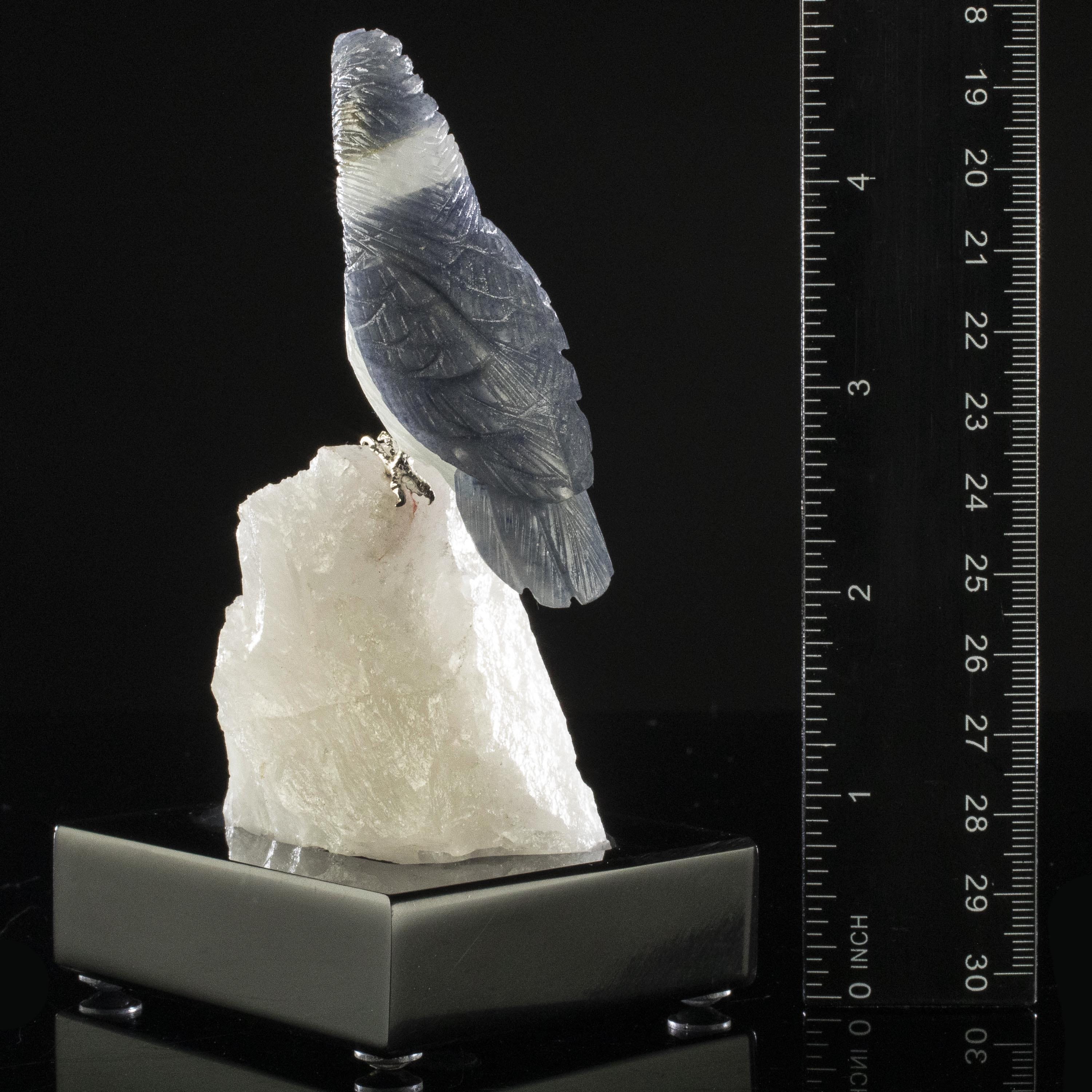 Kalifano Love Birds Carvings Dumortuorite Kingfisher Love Birds Carving on Watermelon Tourmaline Base LB.C130.002
