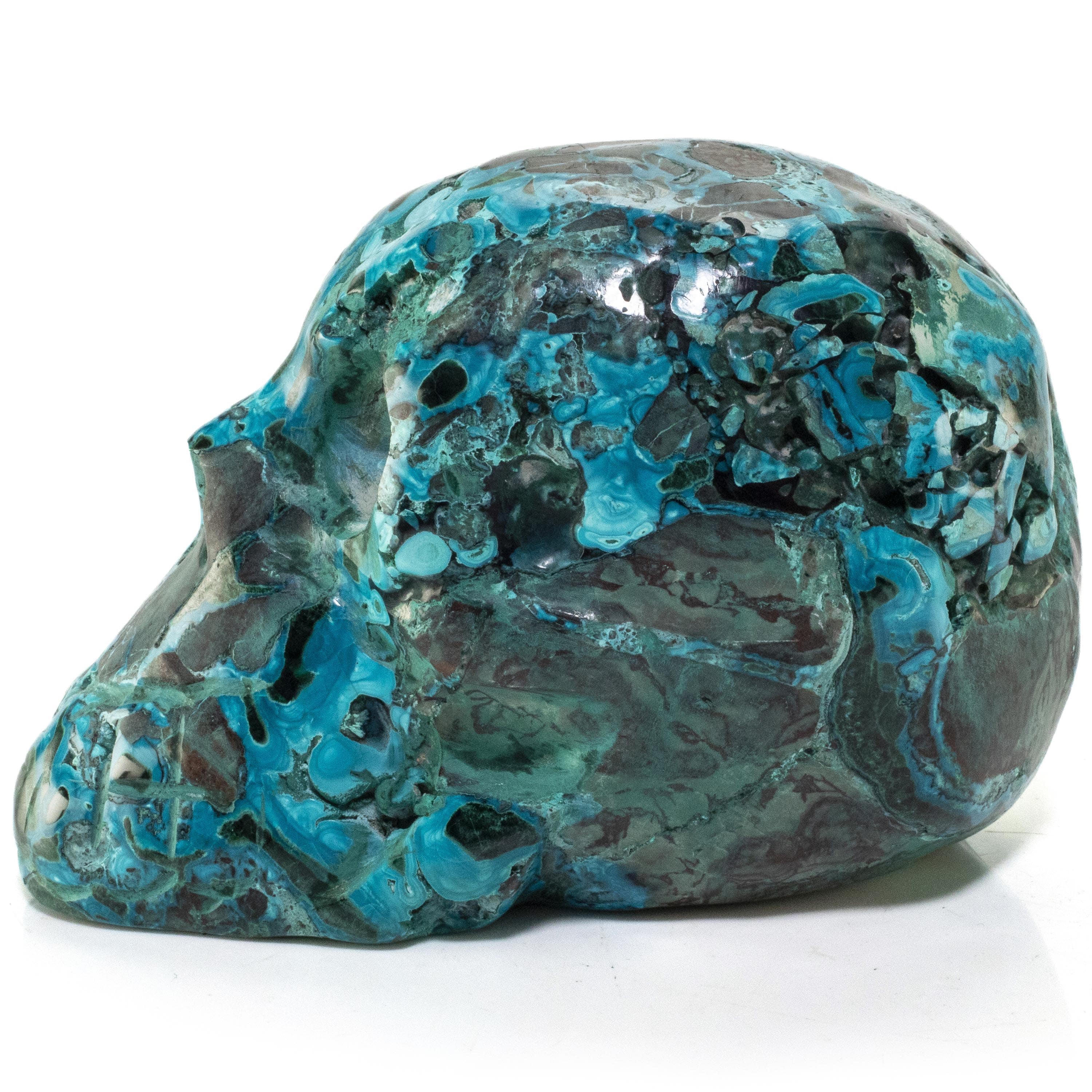 Kalifano Malachite Chrysocolla Skull Carving 5" / 1,166g SK4400-CRY.001