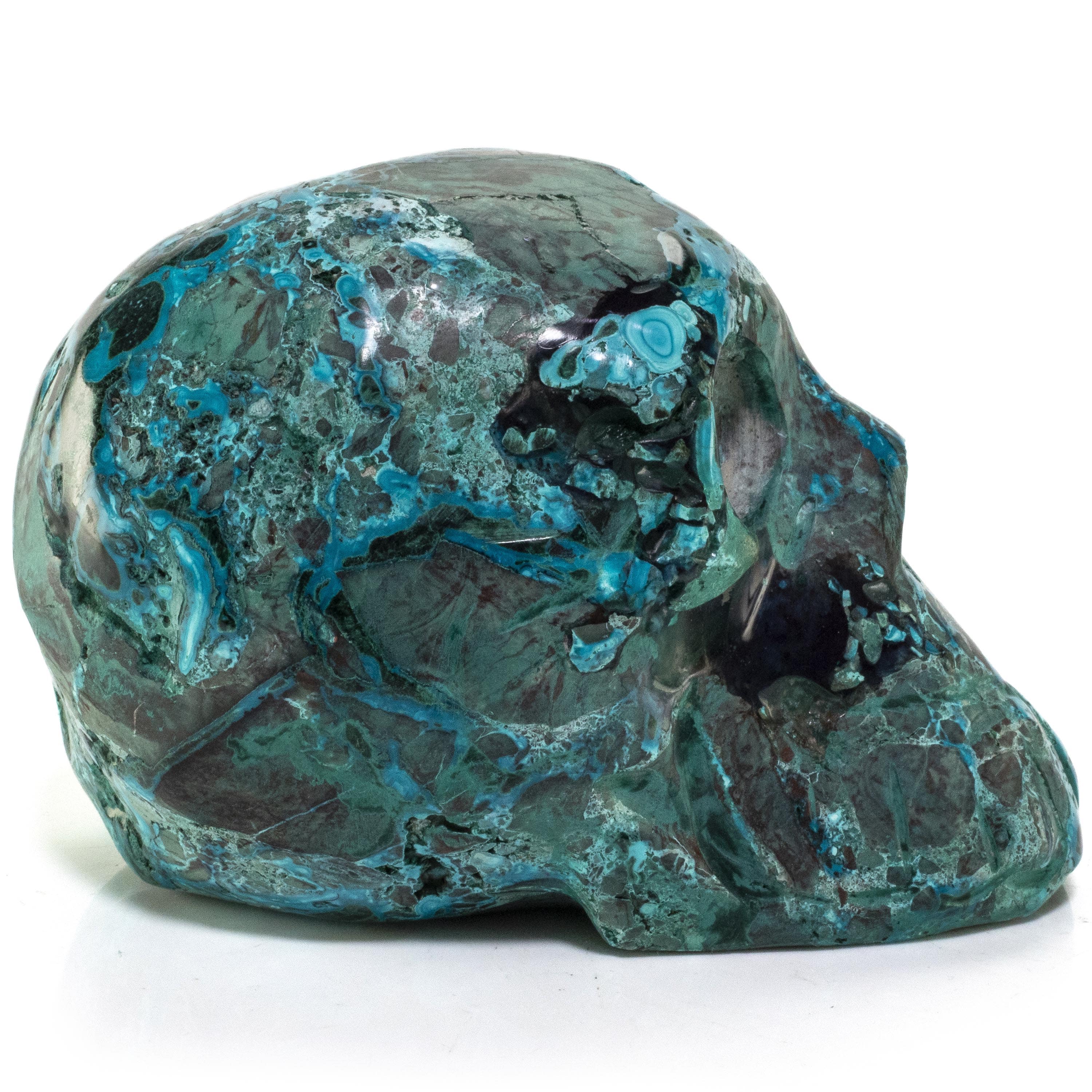 Kalifano Malachite Chrysocolla Skull Carving 5" / 1,166g SK4400-CRY.001