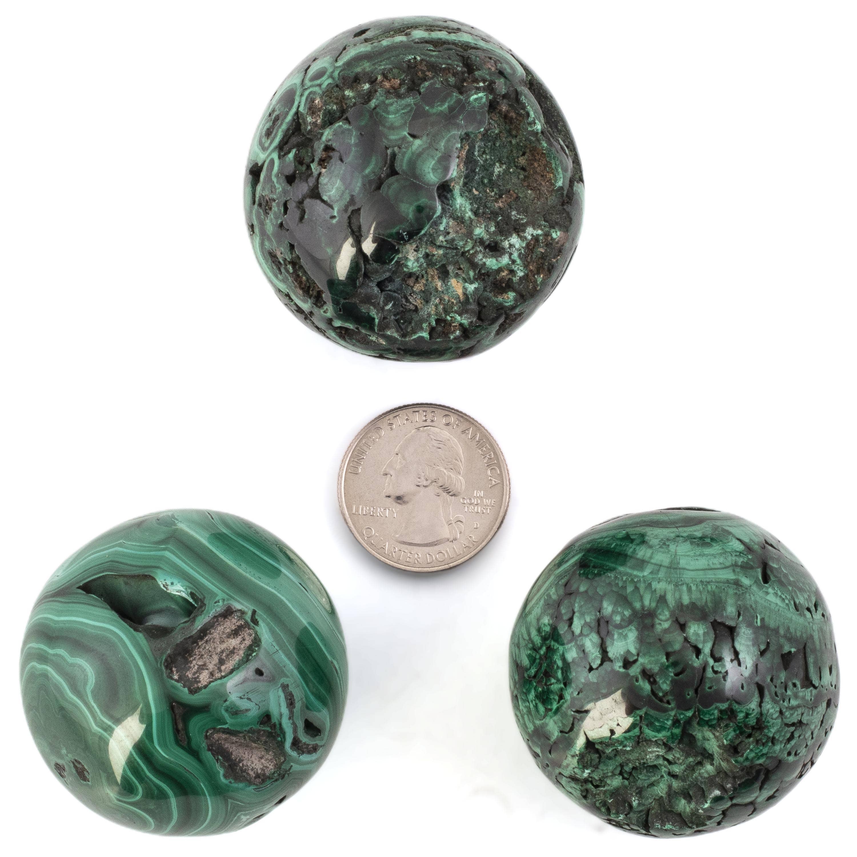 Kalifano Malachite Natural Malachite Sphere Carving From Congo - 2" / 125g MAS400