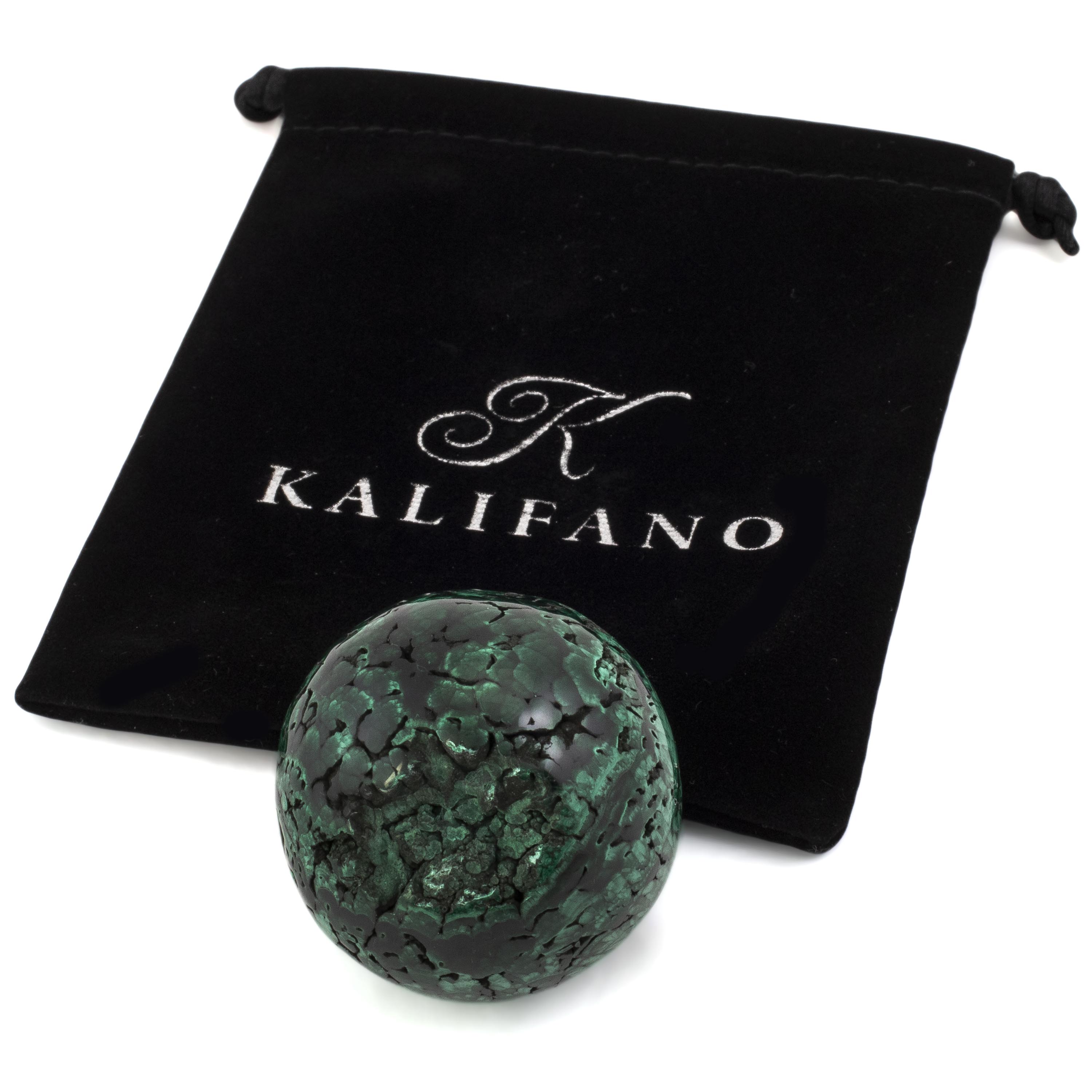 Kalifano Malachite Natural Malachite Sphere Carving From Congo - 2" / 125g MAS400