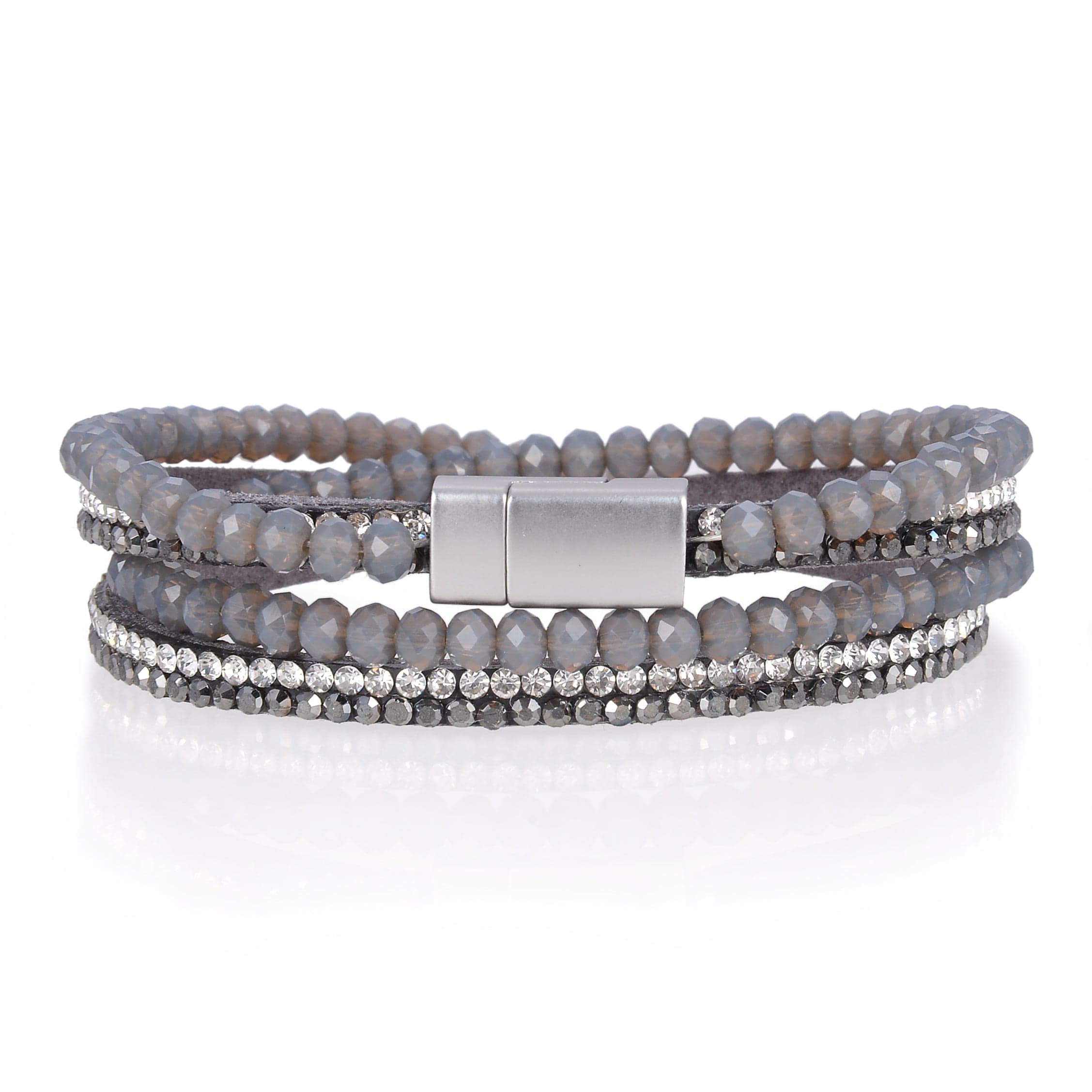 Kalifano Multiwrap Bracelets Long Strand Diamond Gray Bracelet with Magnetic Clasp BMW-30-GY