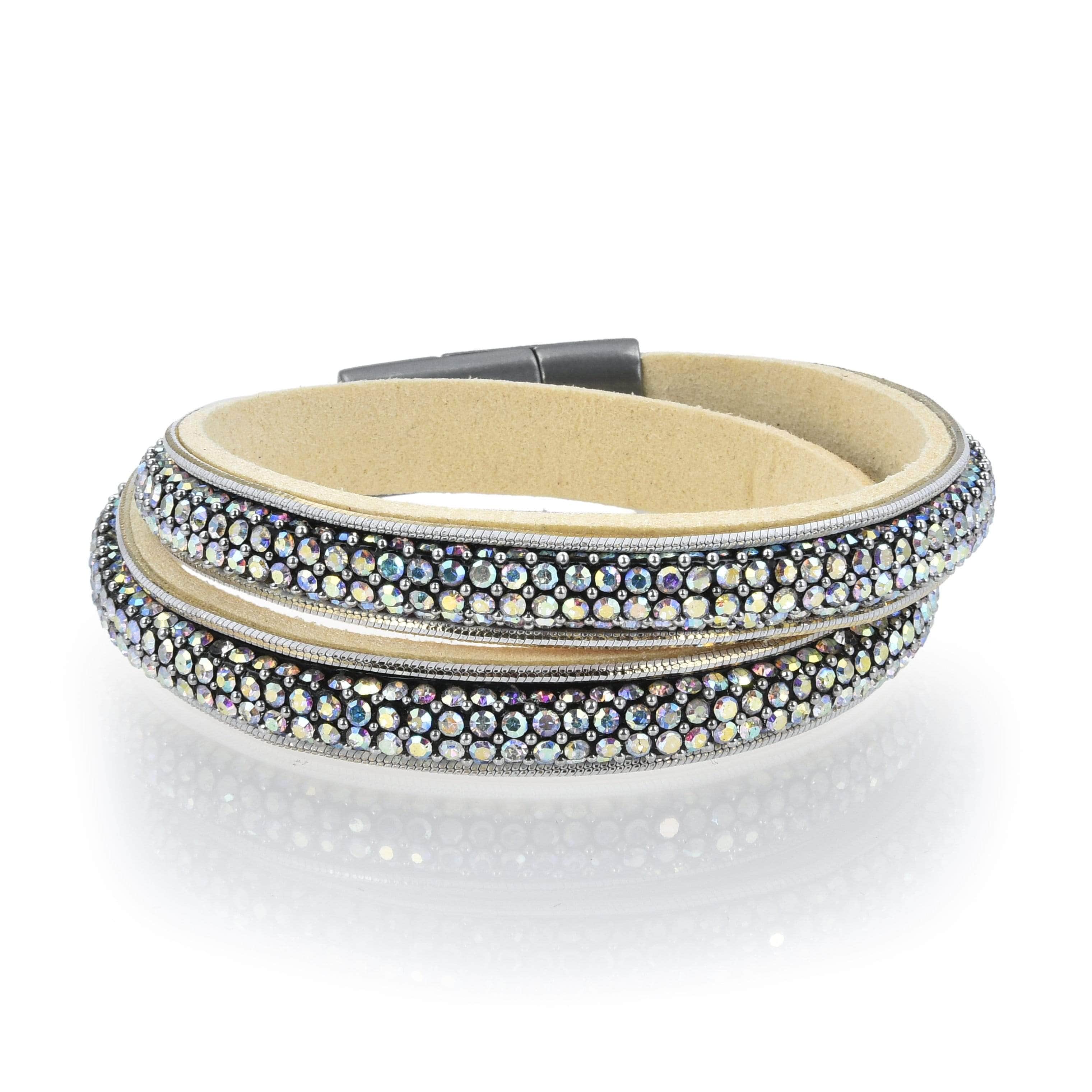 White Long Strand Diamond Bracelet left front view