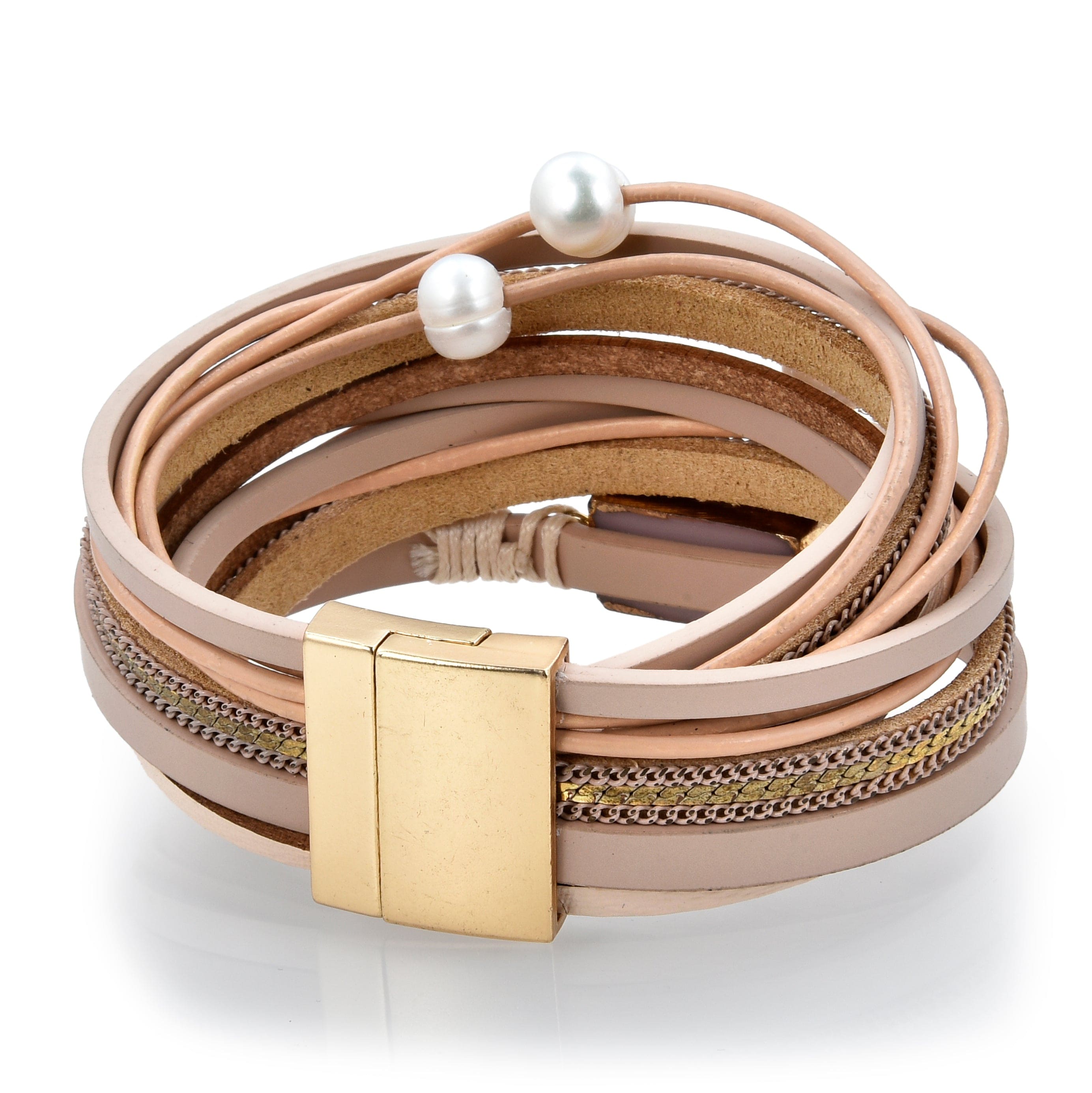 Kalifano Multiwrap Bracelets Multiple Strand Geode Brown Bracelet with Magnetic Clasp BMW-24-BN