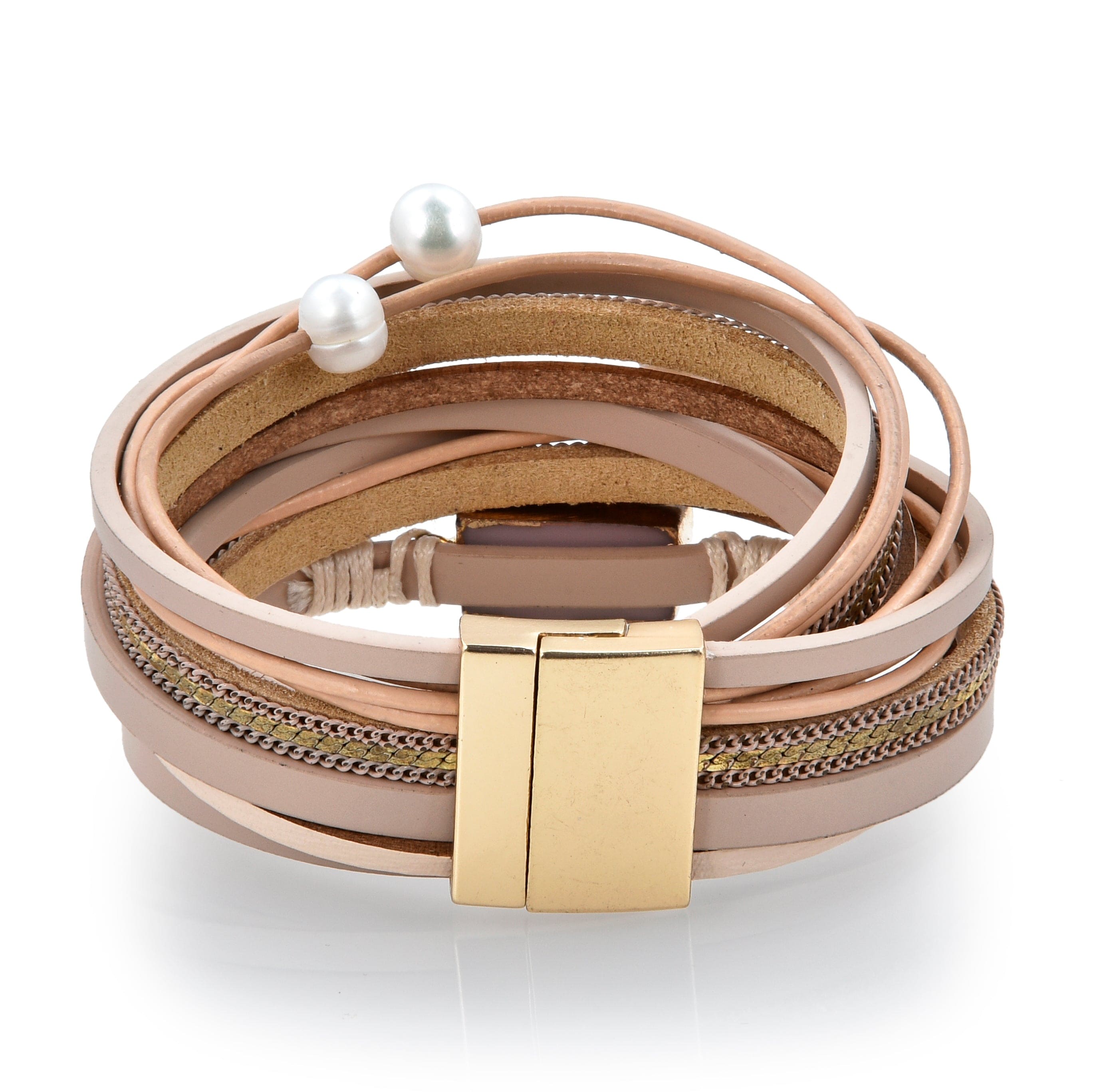 Kalifano Multiwrap Bracelets Multiple Strand Geode Brown Bracelet with Magnetic Clasp BMW-24-BN