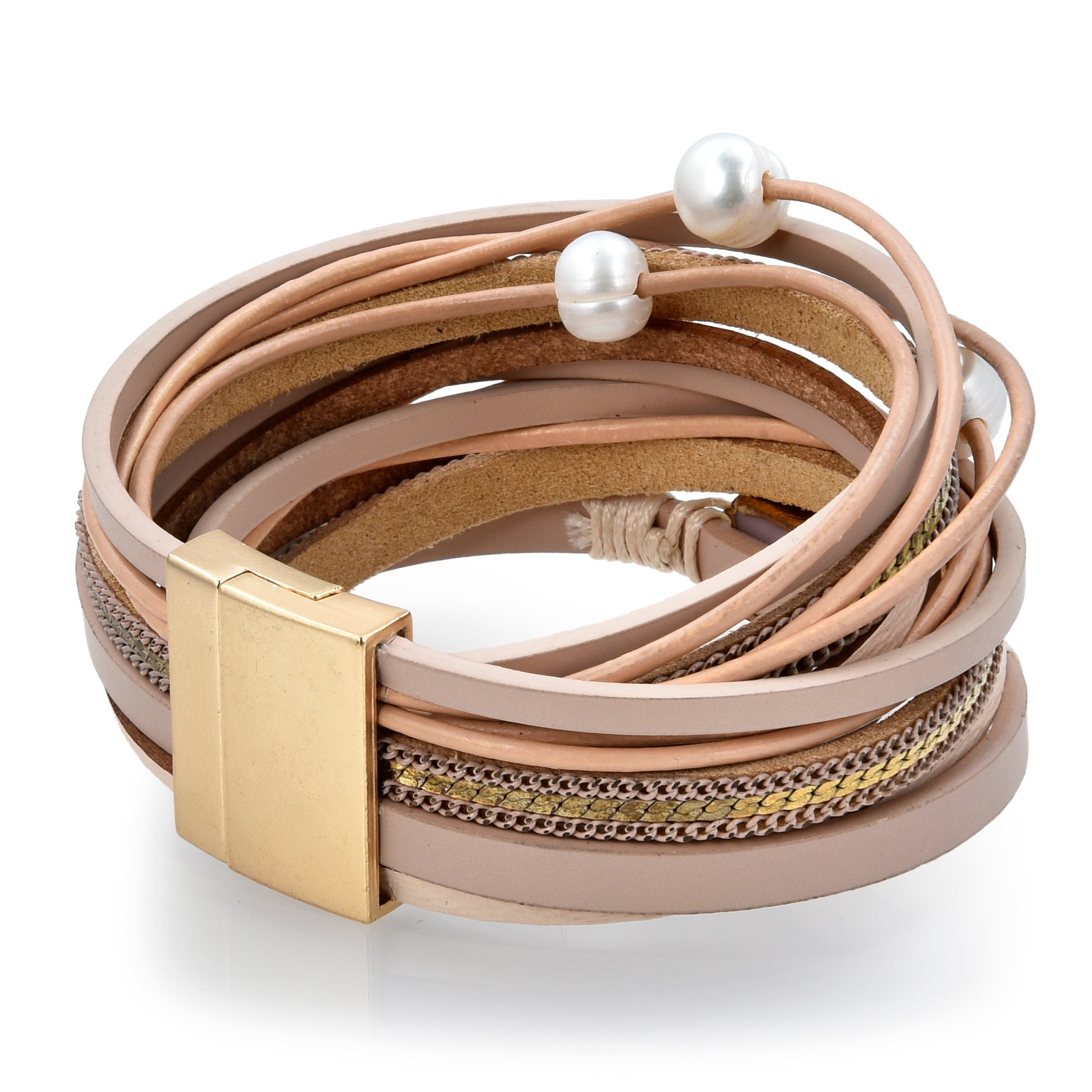 Kalifano Multiwrap Bracelets Multiple Strand Geode Brown Bracelet with Magnetic Clasp BMW-24-BN