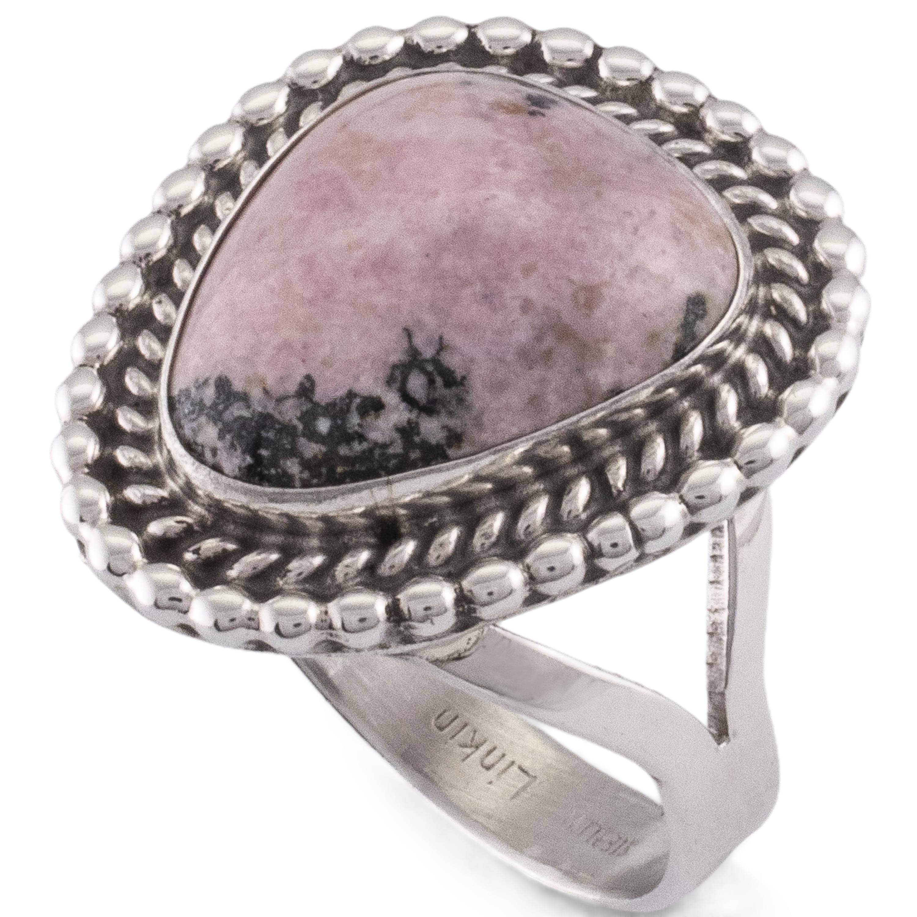 Kalifano Native American Jewelry 11 Lucinda Linkin Rhodonite USA Native American Made 925 Sterling Silver Ring NAR450.008.11