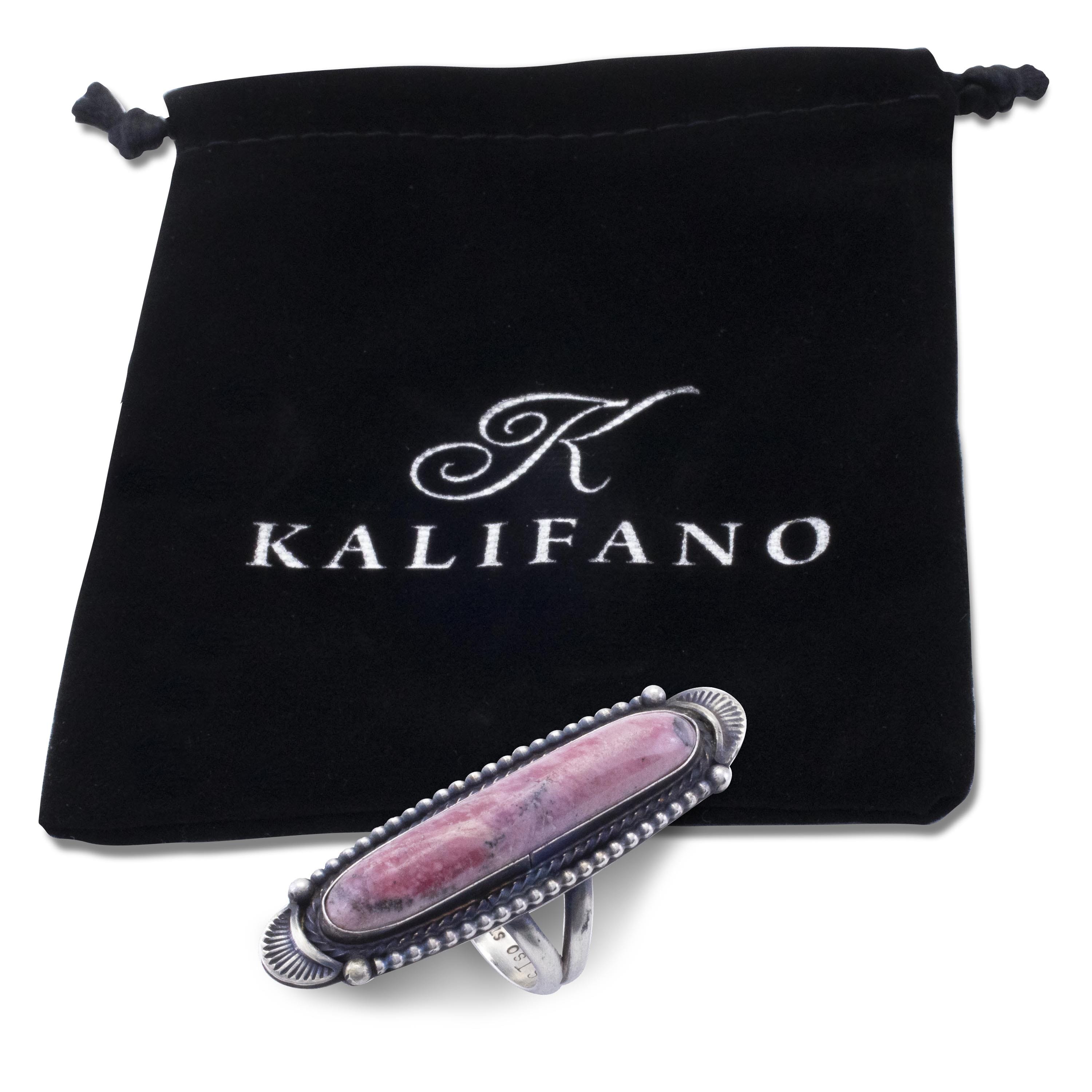 Kalifano Native American Jewelry 7.5 Sheila Tso Navajo Rhodonite USA Native American Made 925 Sterling Silver Ring NAR700.030.75