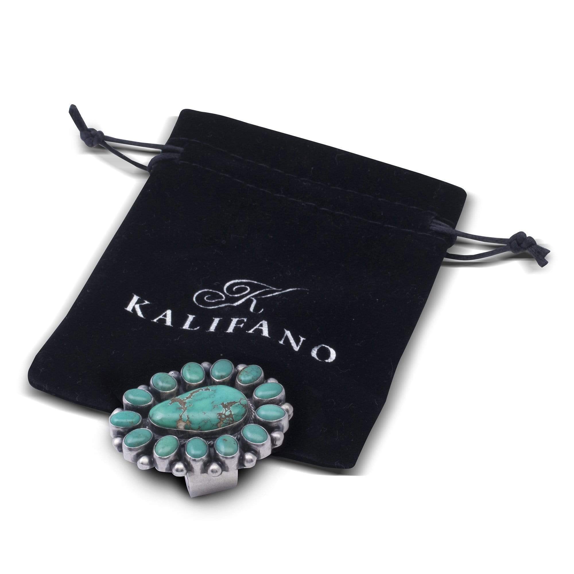 Kalifano Native American Jewelry 9 Bobby Johnson Carico Lake Turquoise USA Native American Made 925 Sterling Silver Ring NAR2400.001.9