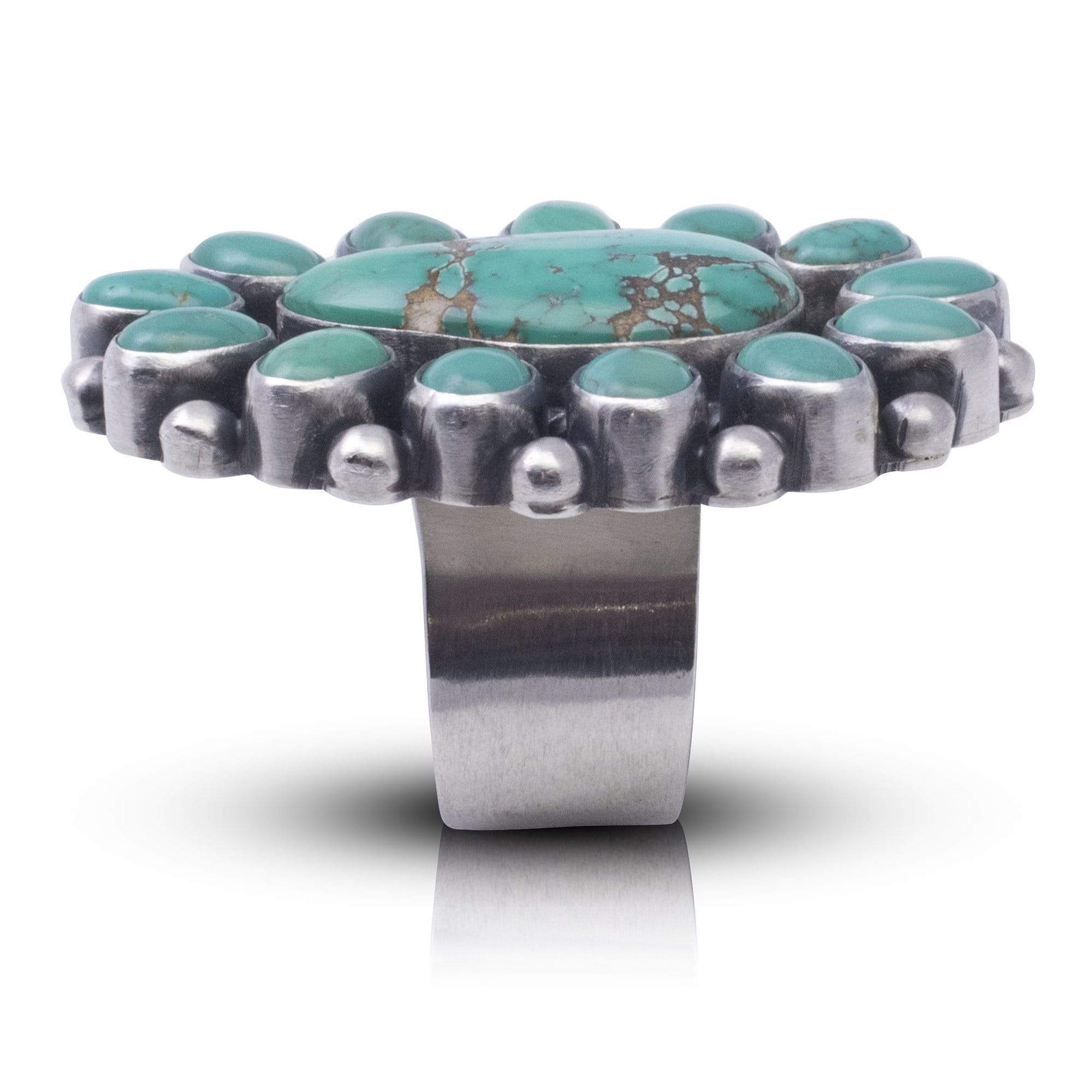 Kalifano Native American Jewelry 9 Bobby Johnson Carico Lake Turquoise USA Native American Made 925 Sterling Silver Ring NAR2400.001.9
